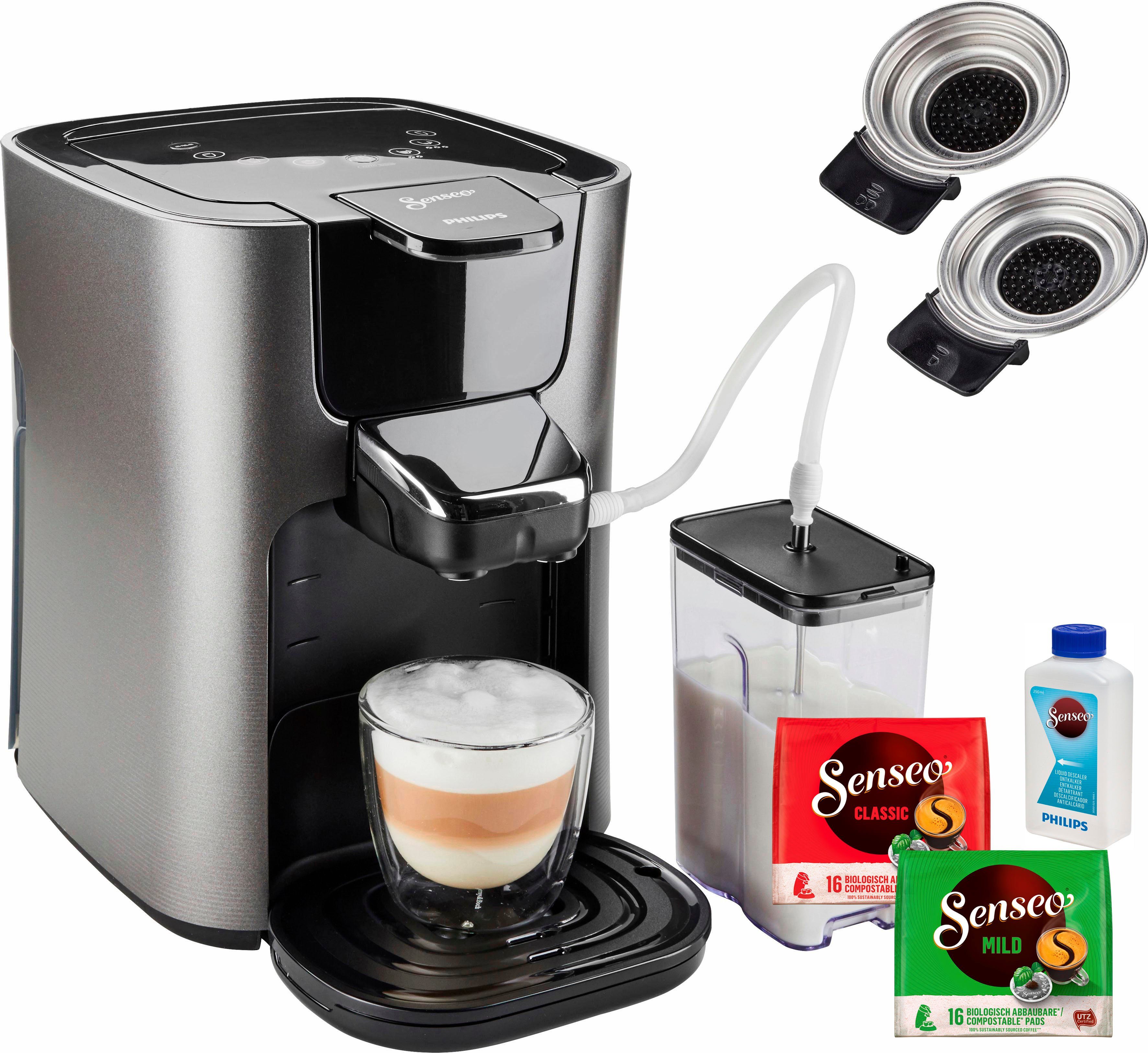 Kaffeepadmaschine HD6574/50 Latte Duo, inkl. Gratis-Zugaben im Wert von  14,- UVP