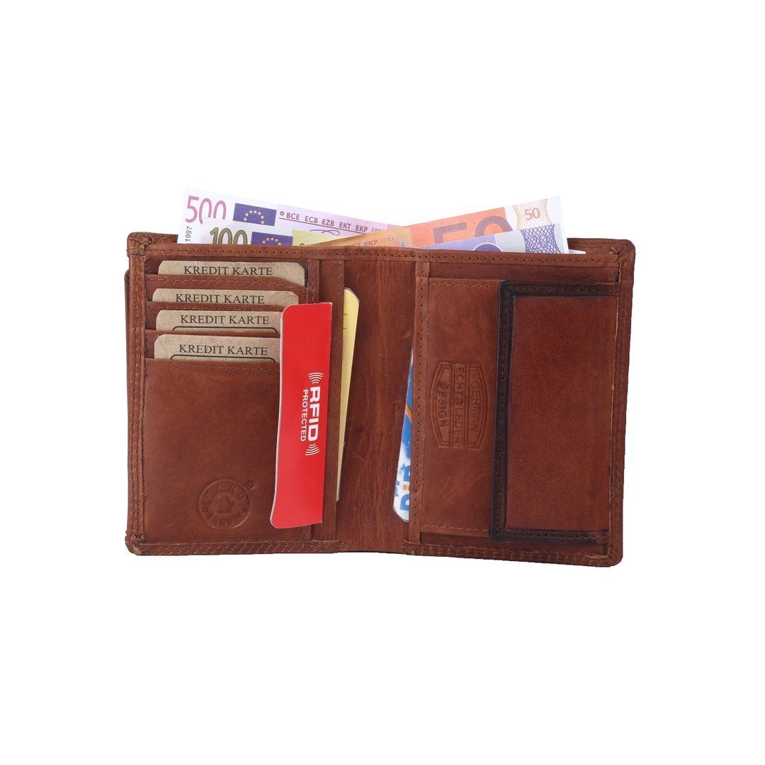 Brieftasche mit Geldbörse Münzfach RFID Börse Herren Portemonnaie, Büffelleder SHG Lederbörse Leder Männerbörse Schutz