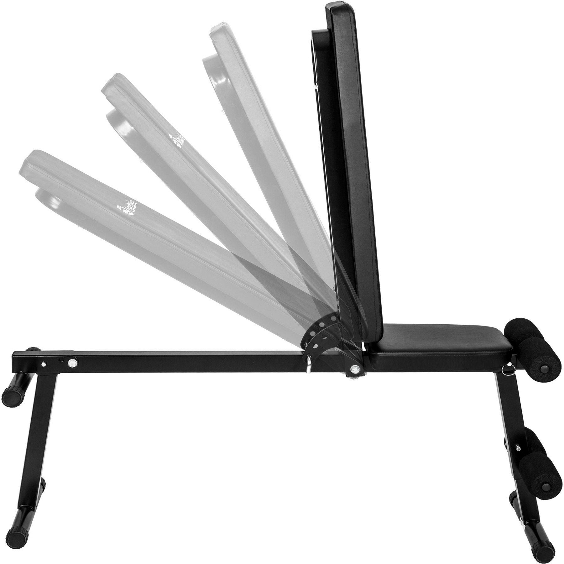 tectake Hantelbank Fitnessbank, rutschfest, 125 x 34 x 129 cm, lässt sich klappen, (Trainingsbank, in schwarz), Gepolstert mit Kunstlederbezug, Beinauflagen mit Polsterrollen