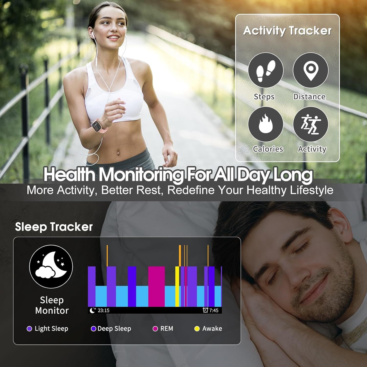 aycy Damen"s Herren"s GPS Fitness Tracker mit Herzfrequenz & SPO2 Messung Smartwatch (1,85 Zoll, Android/iOS), IP68 Wasserdicht, Schlafmonitor & 112 Sportmodi für Aktivität