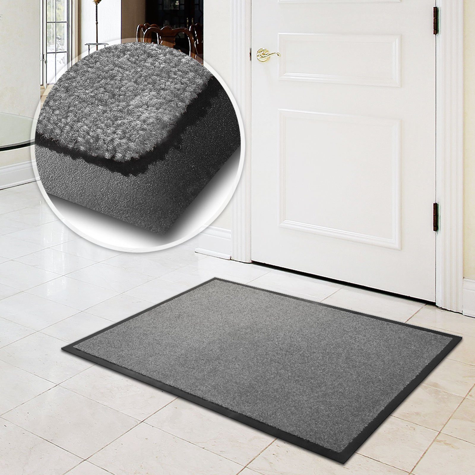 Floordirekt Fußmatte Monochrom, Rutschfeste Schmutzfangmatte Indoor, 30°C Maschinenwaschbar, Rechteckig, Höhe: 7 mm, Geeignet für Trockner & Fußbodenheizungen,  – Bild 5 von 5