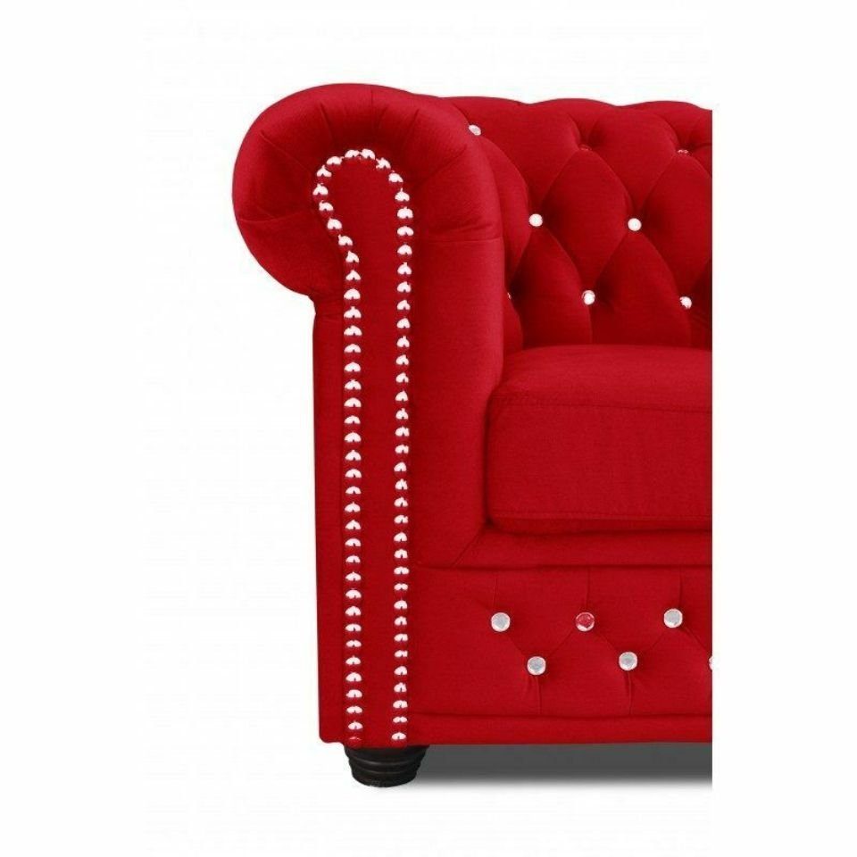 Chesterfield Sitzer Roter York Sofa in JVmoebel Zweisitzer BlinkTextil 2 Europe Sofa, Polster Made