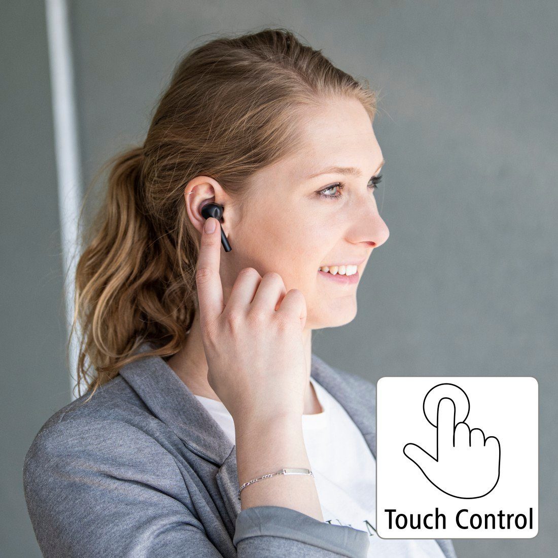 Bluetooth, True HFP, HSP, Bluetooth, Bluetooth® Kopfhörer Assistant) Anschluss, Siri Ladebox Ear Wireless, (Sprachsteuerung, Berührungssteuerung, Sprachassistenten USB-C Assistant, und In A2DP In-Ear-Kopfhörer AVRCP Google schwarz Hama Siri, Google
