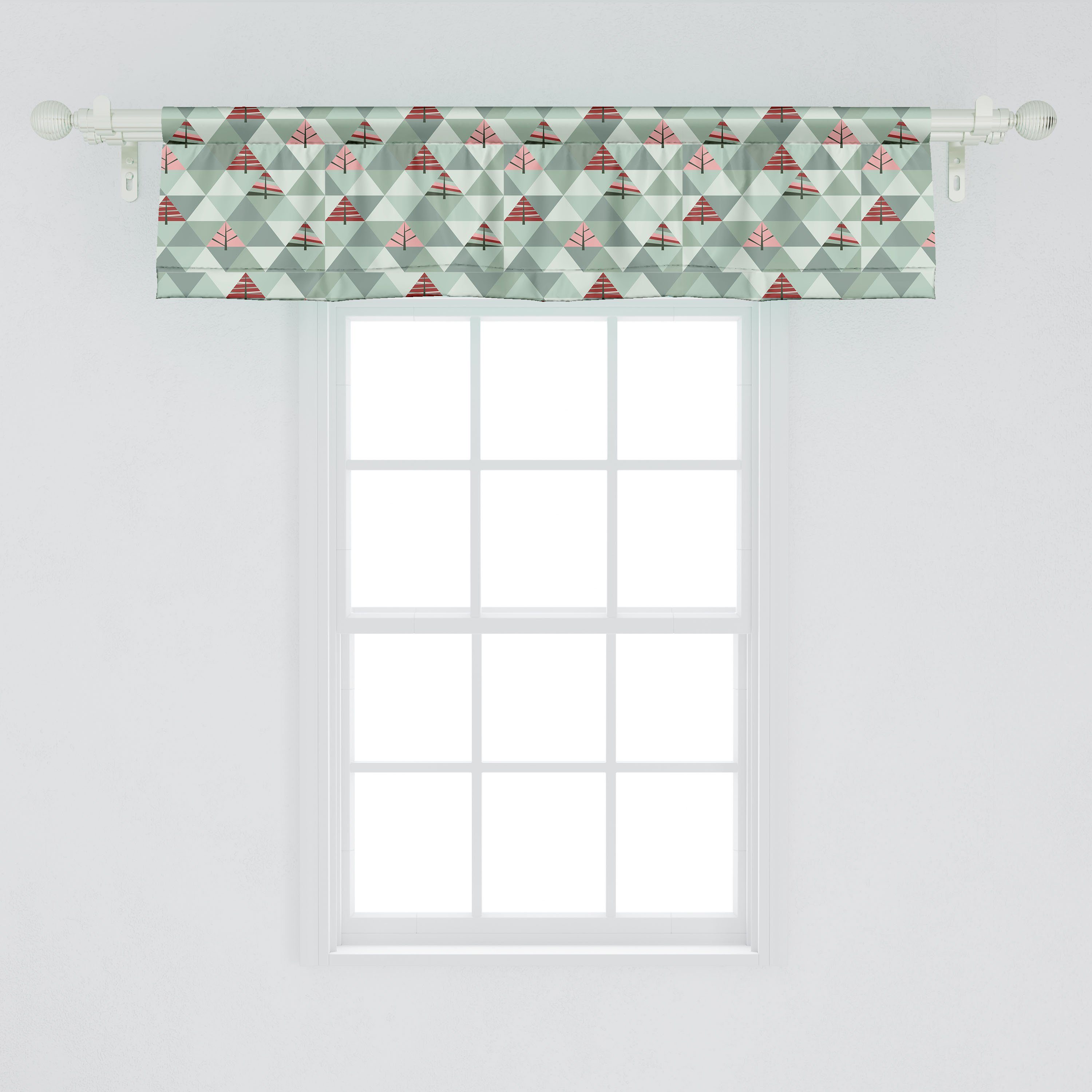 Vorhang Triangles Abakuhaus, Illustration Stangentasche, von mit Dekor Volant für Küche Schlafzimmer Baum Scheibengardine Microfaser,