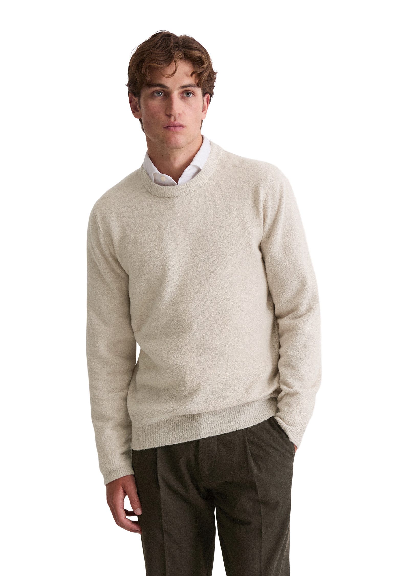 Marc O'Polo Rundhalspullover aus strukturiertem Wolle-Mix