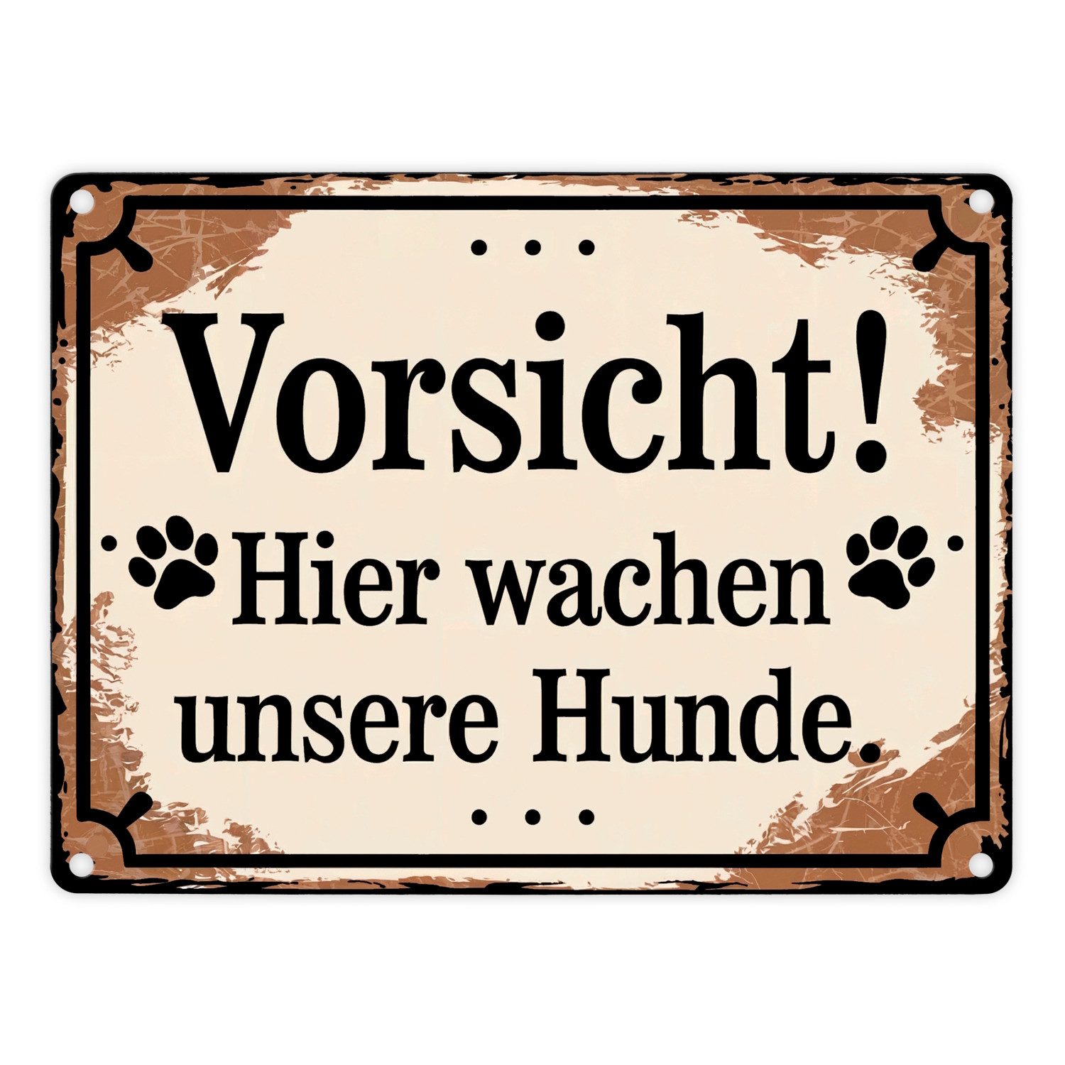speecheese Metallschild Vorsicht Hier wachen unsere Hunde Metallschild in 15x20 cm