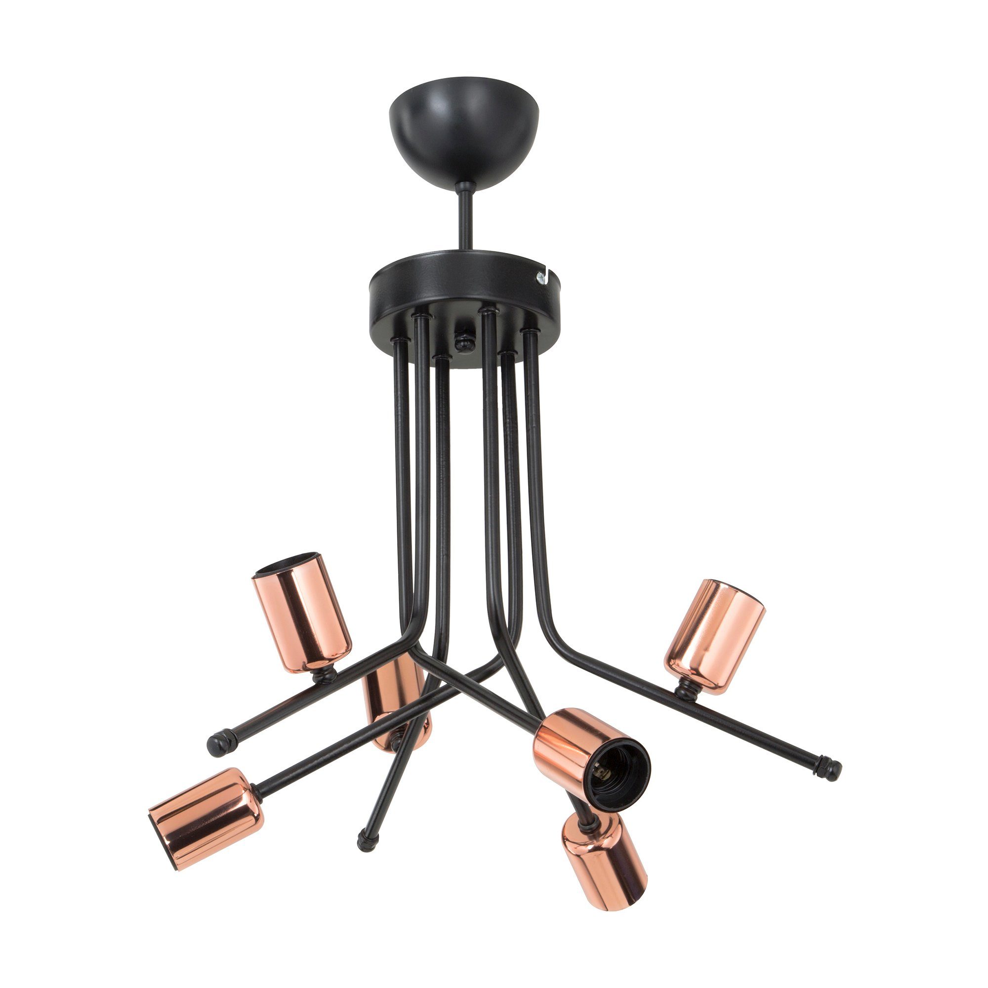 lux.pro Deckenleuchte, ohne Leuchtmittel, »Halesowen« 6-flammig E27 Hängelampe Schwarz / Kupfer