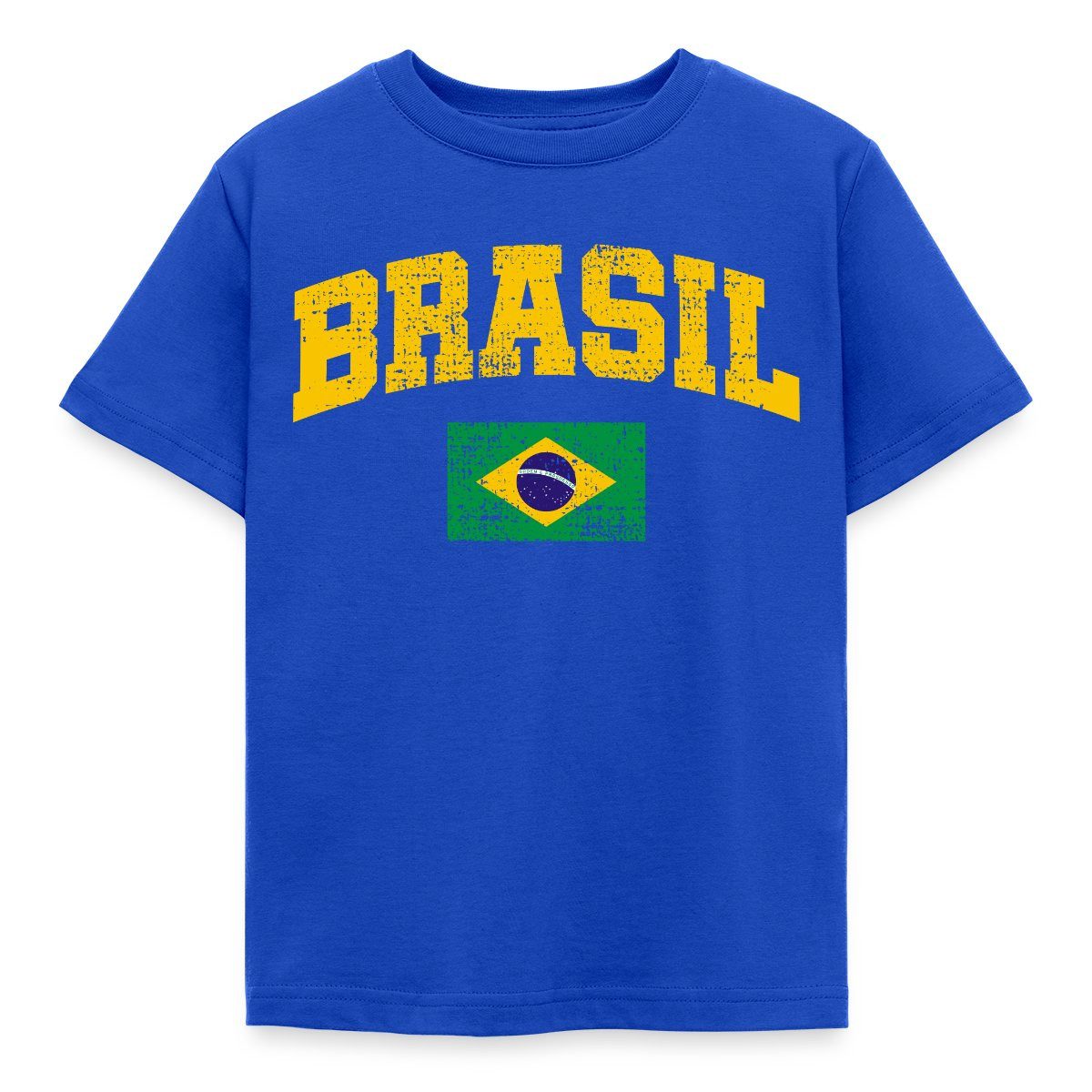 Spreadshirt T-Shirt Brasil Schriftzug Brasilien Flagge Retro Kinder T-Shirt (1-tlg) Fällt klein aus. Wir empfehlen, eine Größe größer zu bestellen.