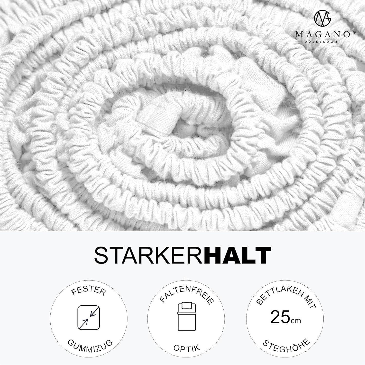 MAGANO Spannbettlaken Bambus & Baumwolle Satin, Luxus Bettlaken, Gummizug: rundum, 400 TC Luxusqualität, Hypoallergen, Thermoregulierend – Bild 5 von 5