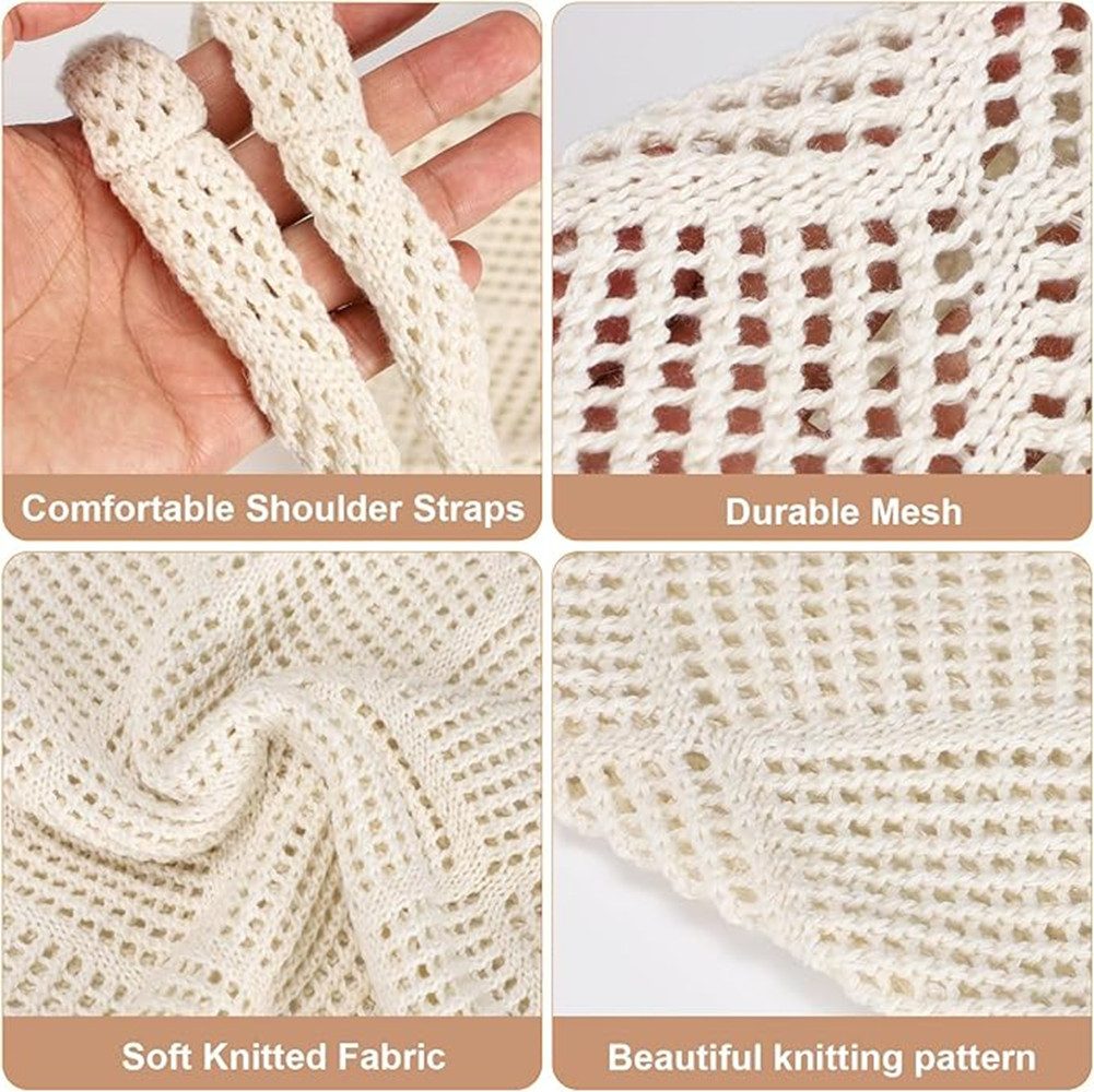 XDeer Strandtasche Strandtasche Damen Häkeltasche für den Sommer, Umhängetasche, Netz-Stricktasche für Reisen Einkaufen und Alltag