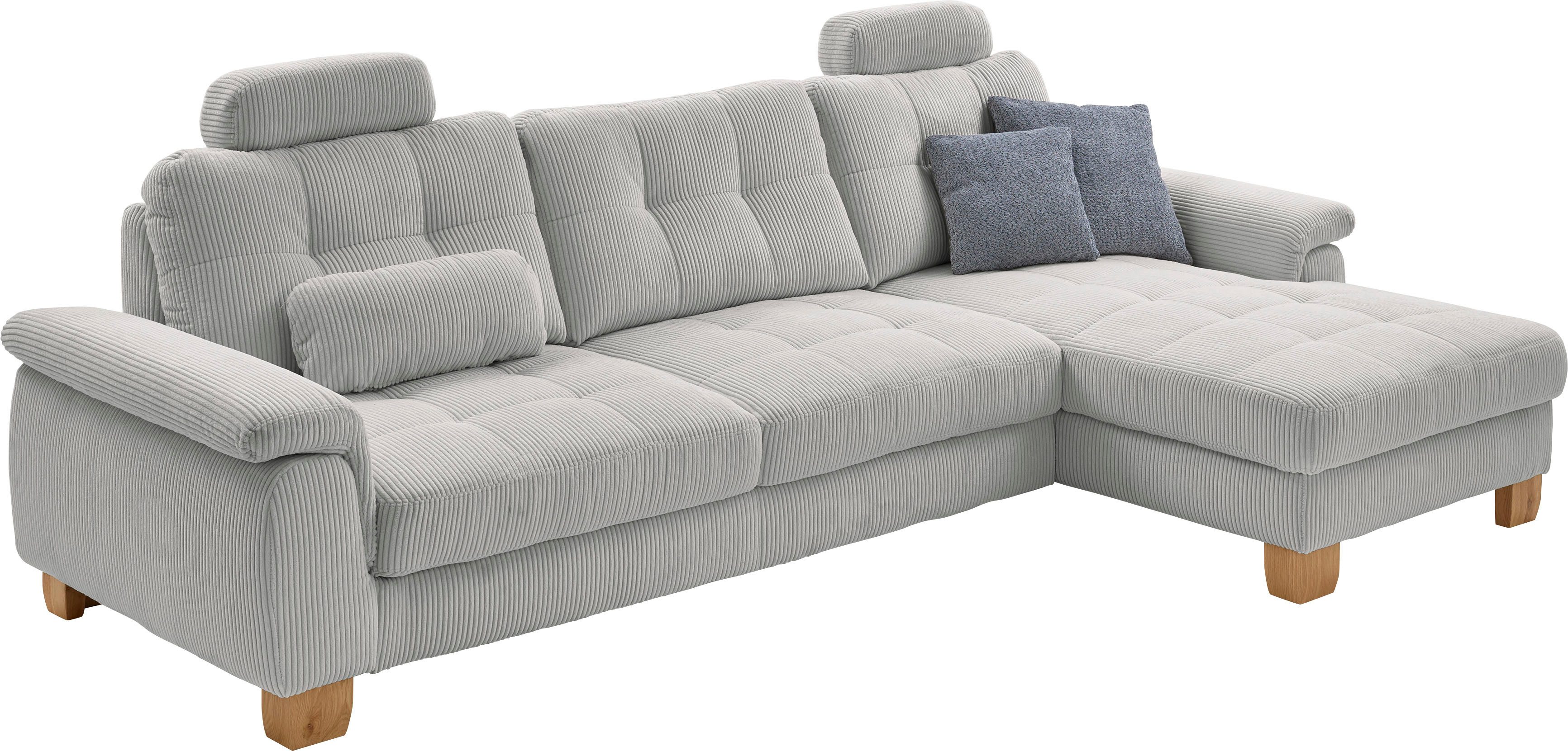 Die PlanBar Ecksofa PP-LA19101 L-Form, Breite 316 cm, wahlweise mit Bettfunktion und verstellbaren Kopfstützen, in Cord