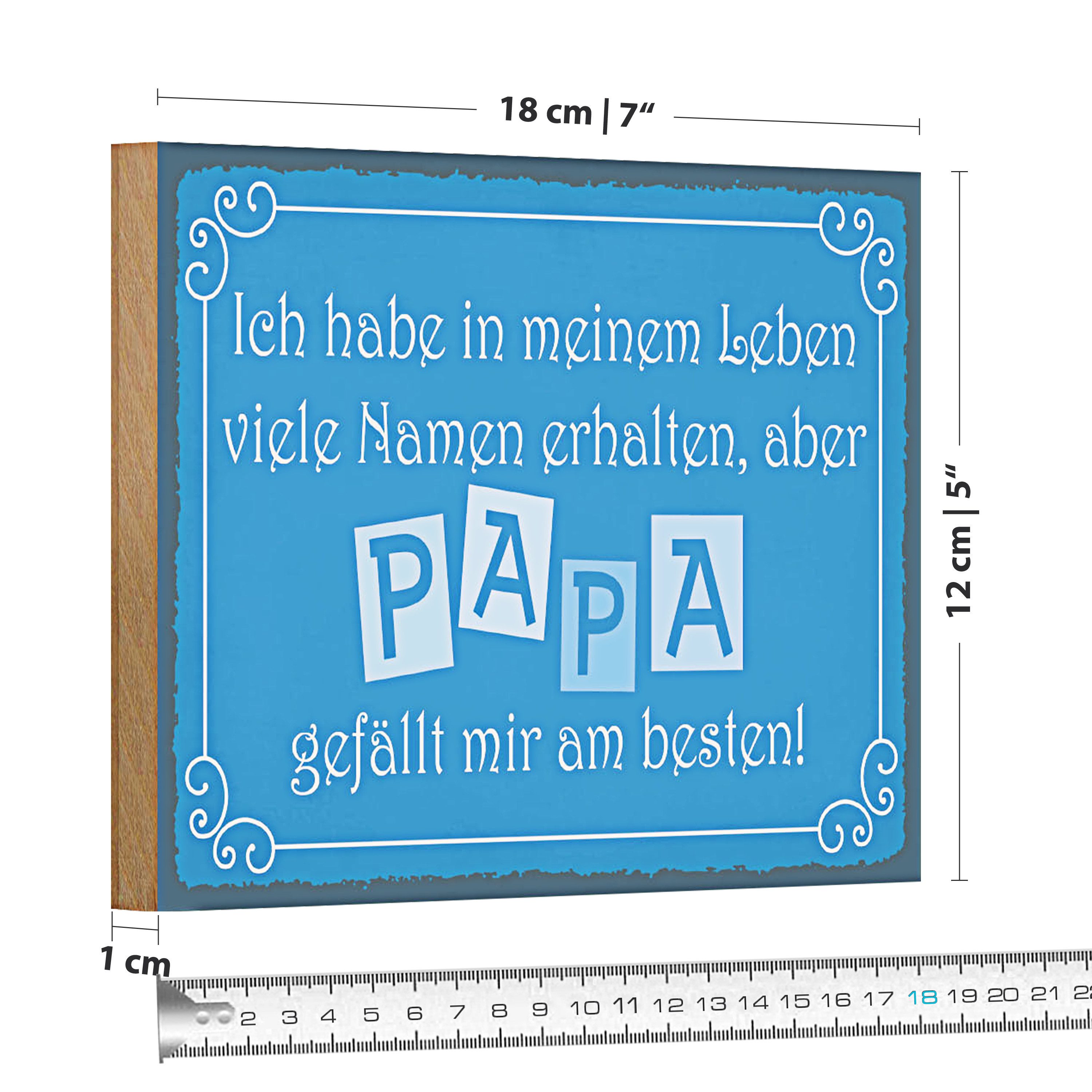 Roomando Holzbild Spruch 18x12cm Name Papa gefällt mir am besten