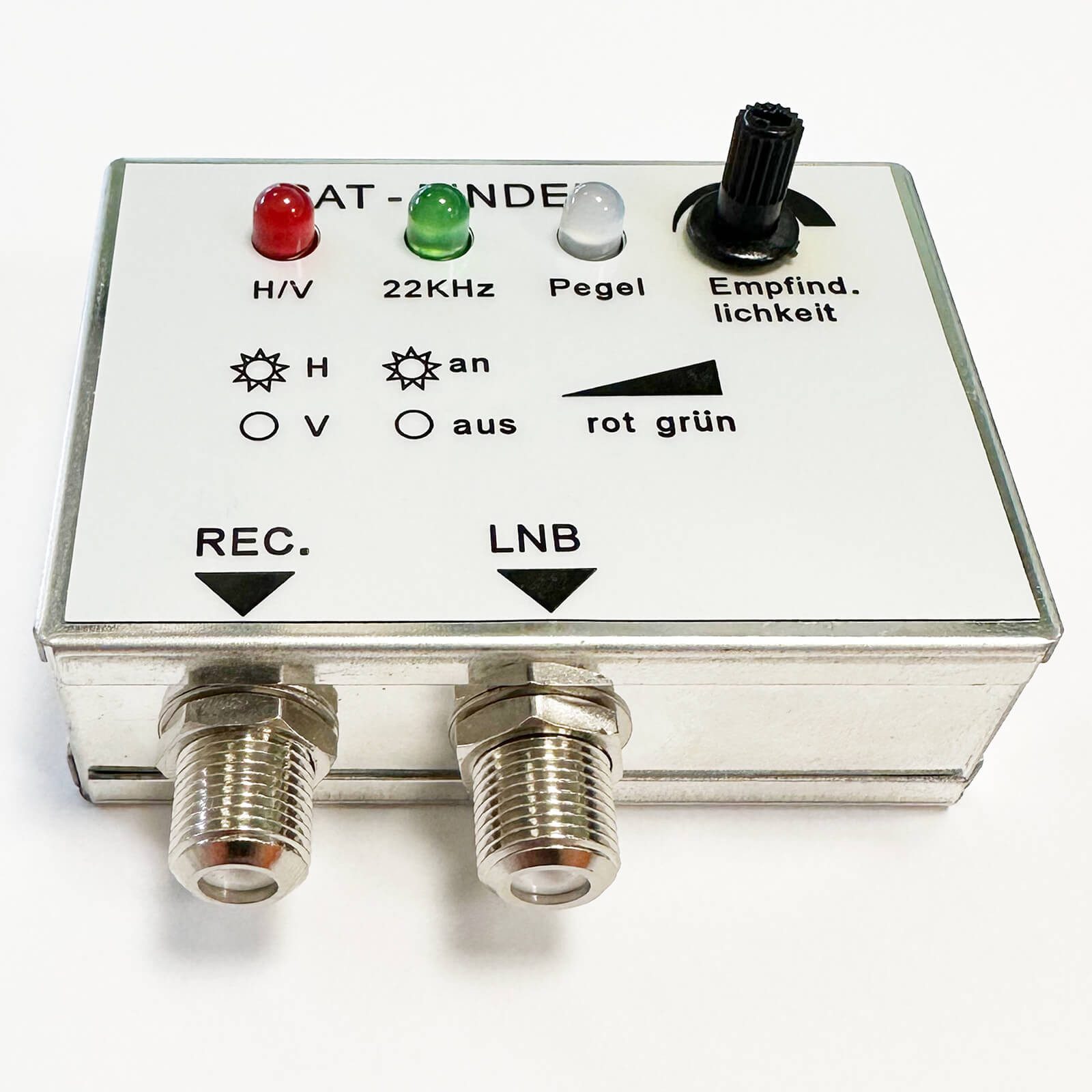 HB-DIGITAL Satfinder Satfinder mit LED und Signalton Ausgabe, Einfach per Anschlusskabel zwischen LNB und Receiver geschaltet.