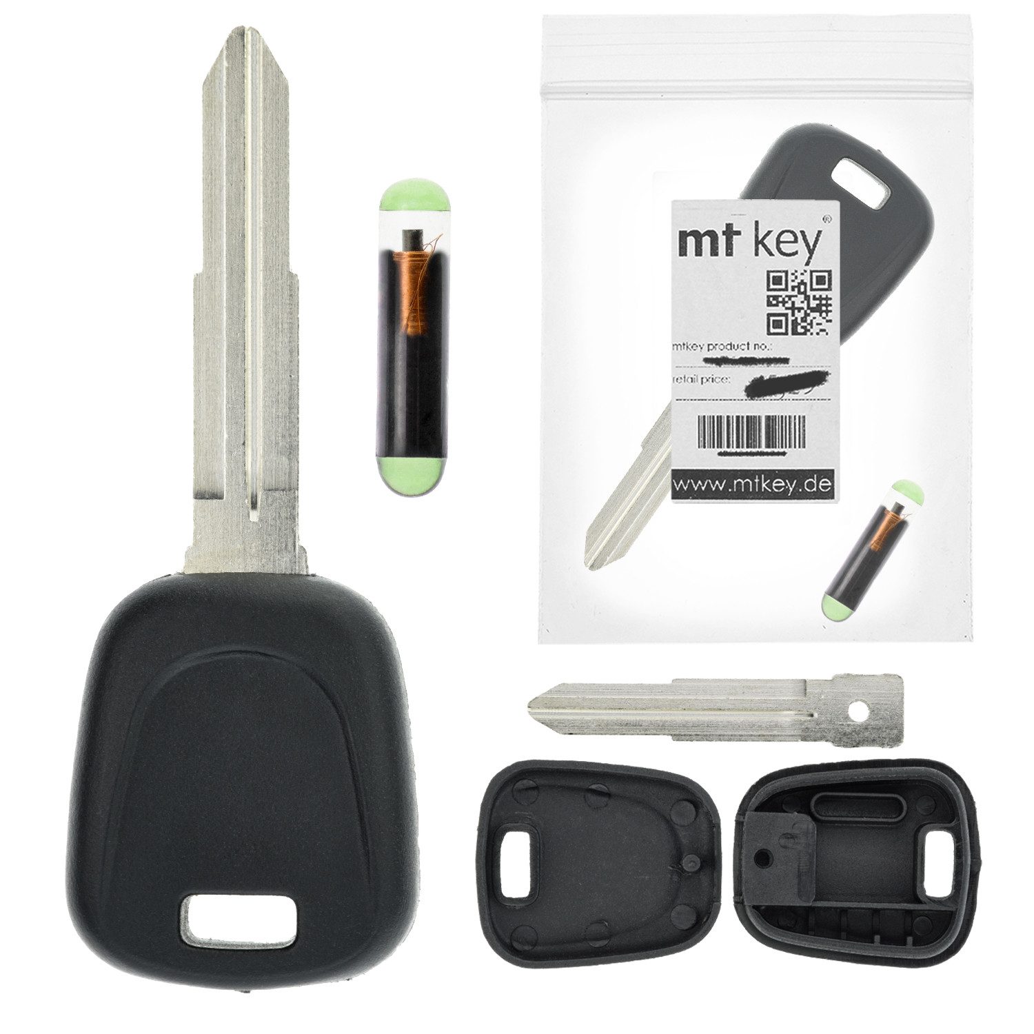 mt-key Schlüsseltasche Auto Zünd Schlüssel Rohling ISU5 + ID48 Transponder (Set), für Isuzu Aska (98-02); D-Max (02-06); I-280 Alle Bau (Alle Baujah...