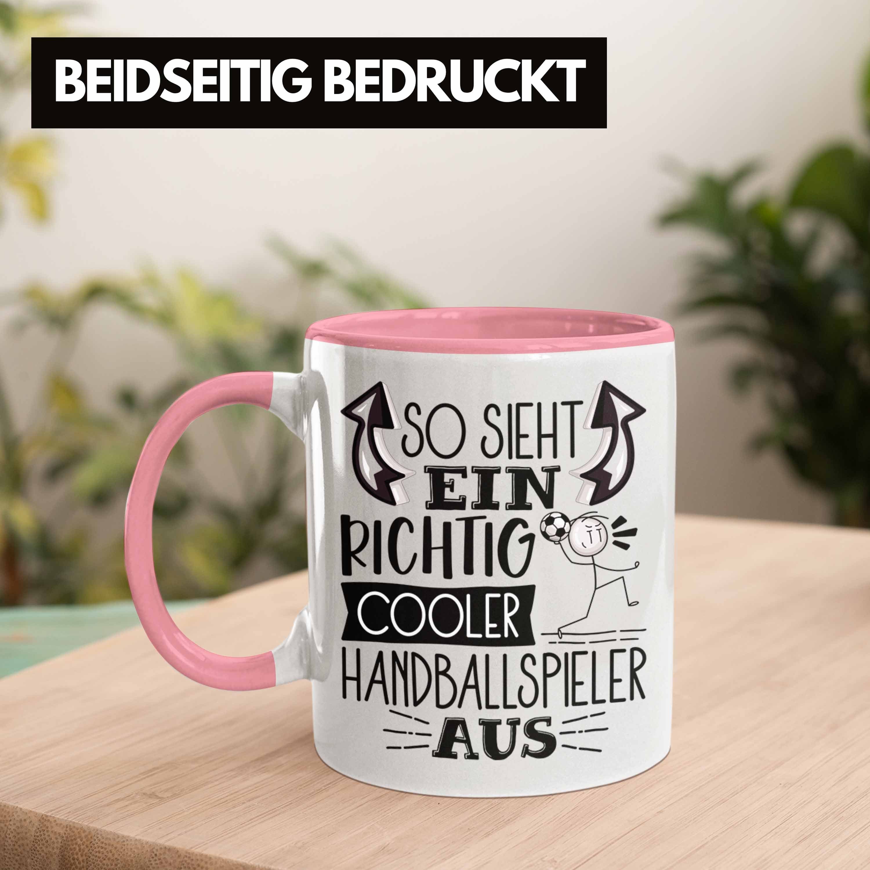 Handballsp Cooler Ein So Geschenk Sieht Richtig Tasse Rosa Handballspieler Tasse Trendation