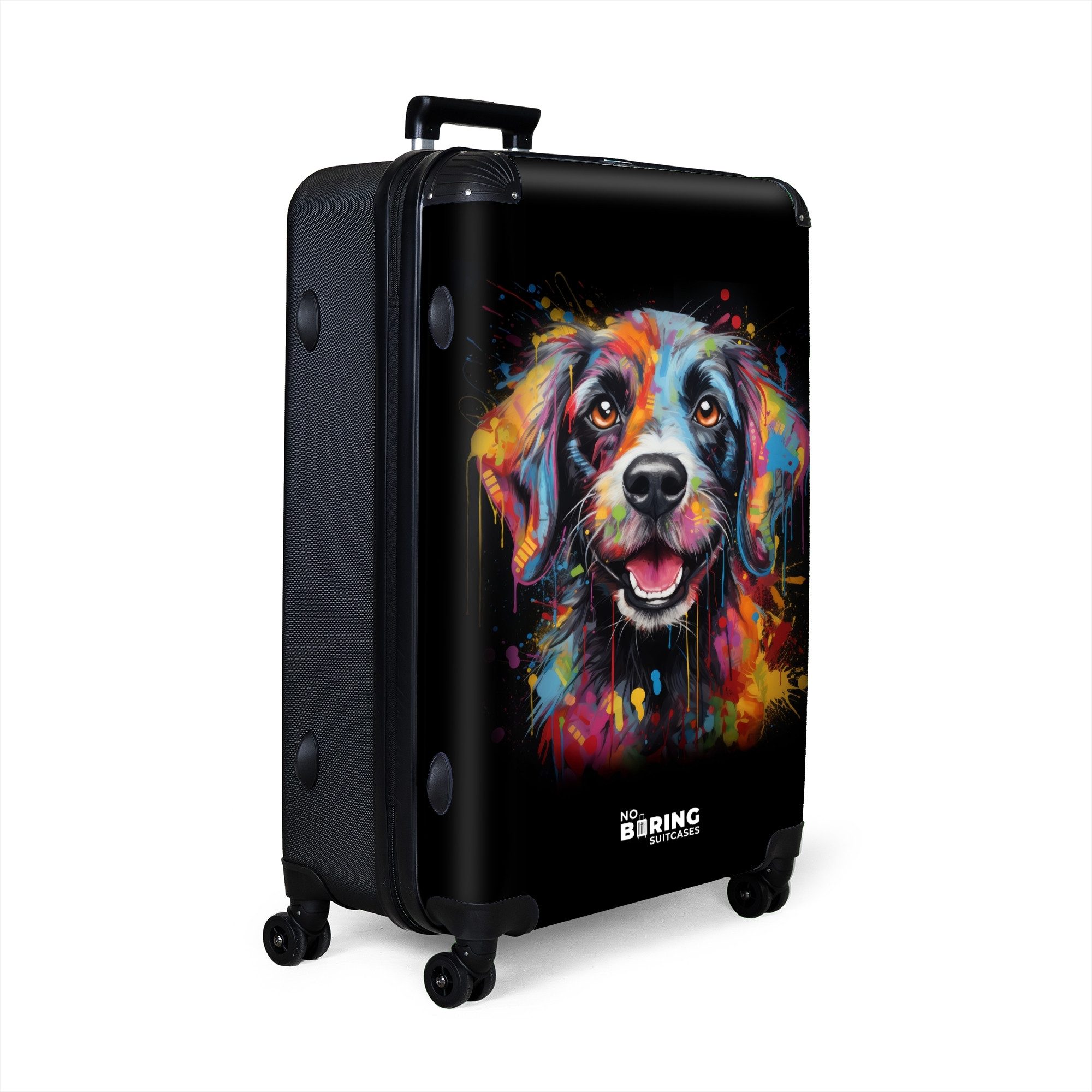 NoBoringSuitcases.com© Hartschalen-Trolley Hund als bunte Graffiti-Kunst günstig online kaufen