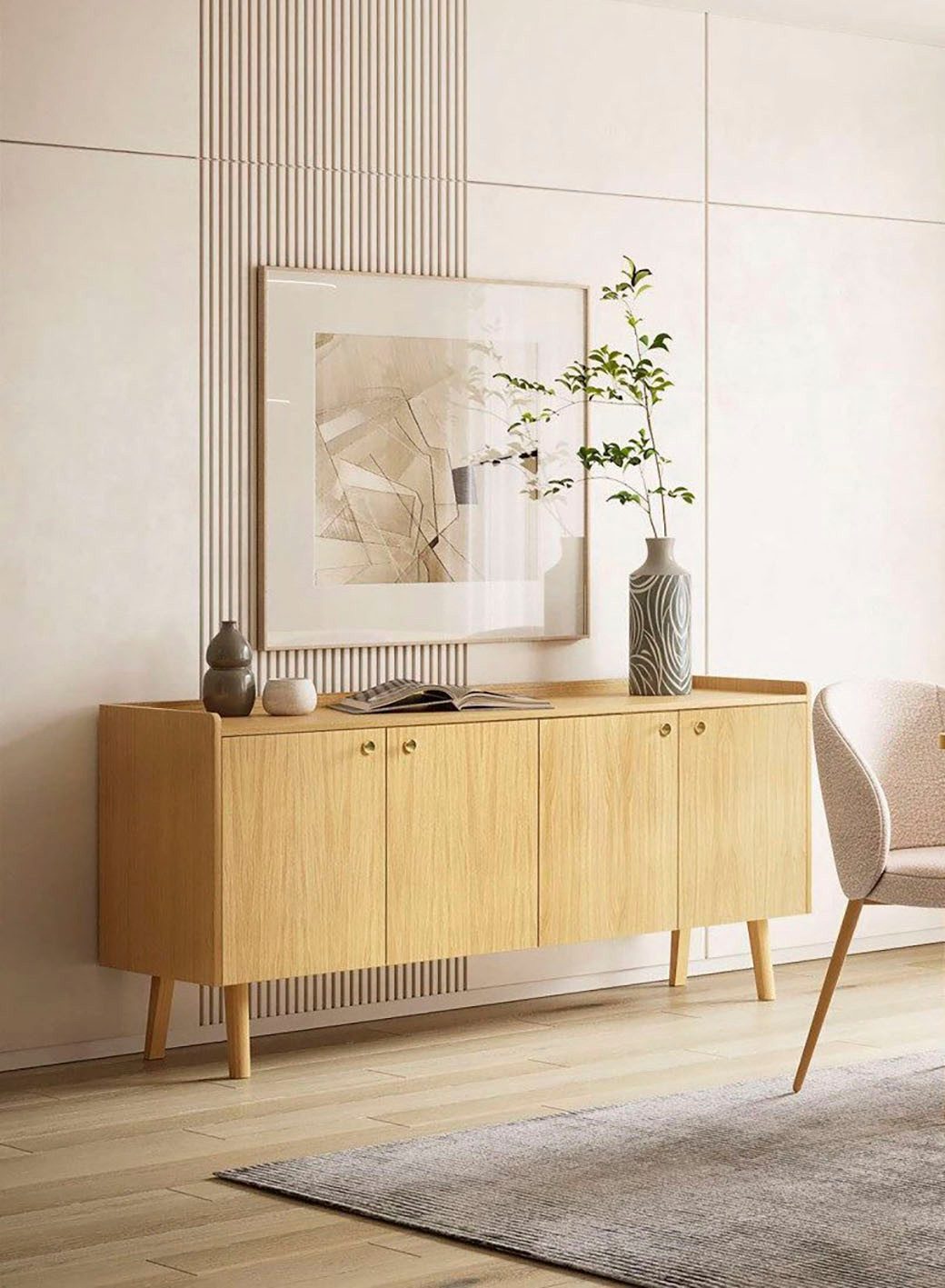Woodman Sideboard Nice, Kommode, Breite 169 cm, Echtholzfurnier aus Eiiche, viel Stauraum