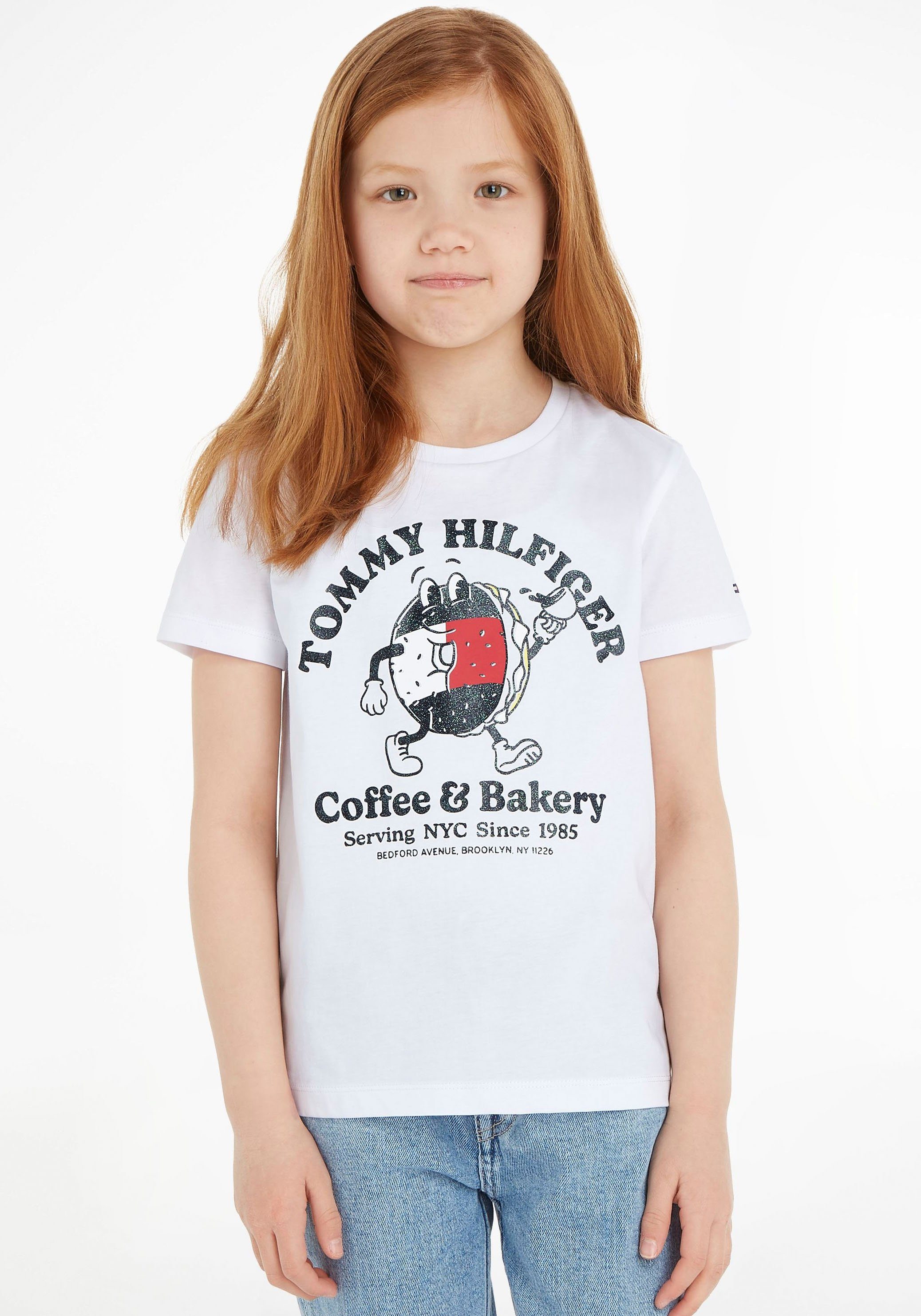 Tommy Hilfiger T-Shirt TOMMY BAGELS TEE S/S mit großem Druck White