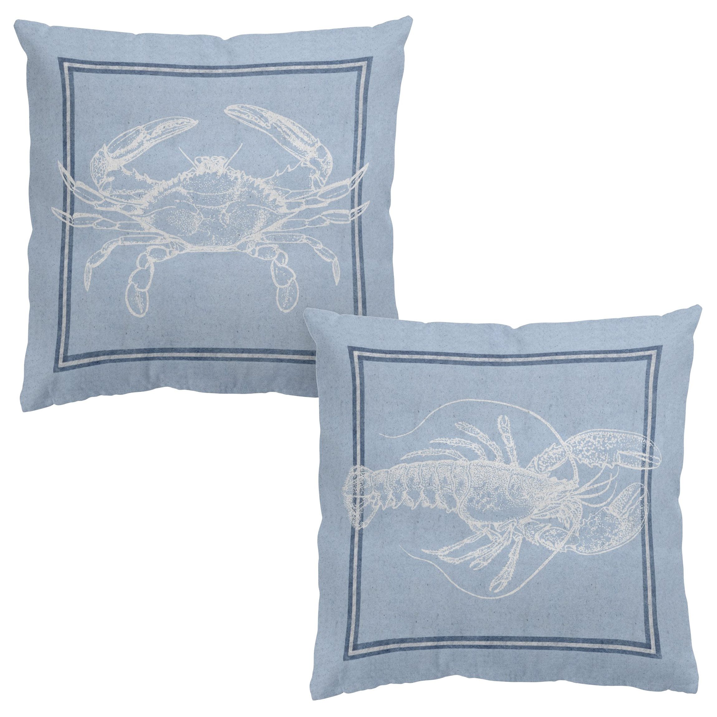 Bilderdepot24 Dekokissen 2-teilig drinnen / draußen Kissenhülle blau Strand Illustration, Bezug mit / ohne Füllung Zierkissen Outdoor Sofa Bett