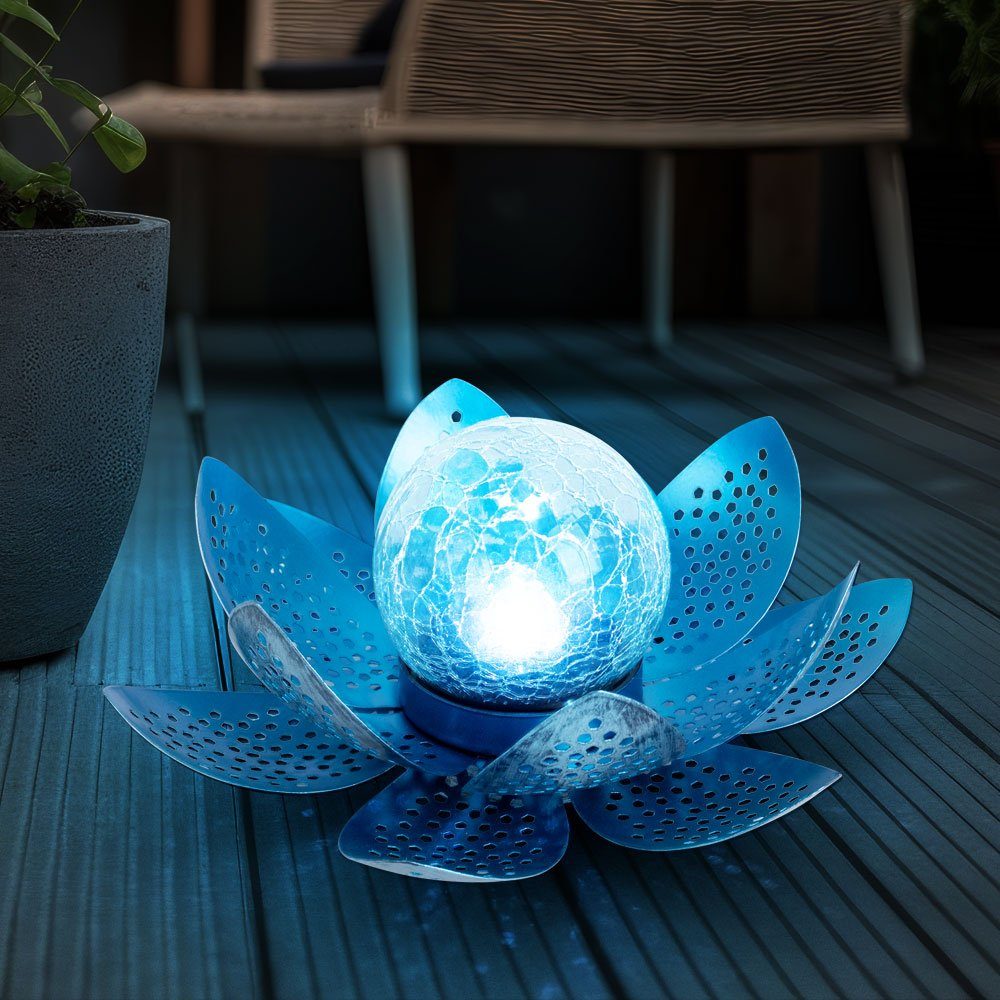Globo LED LED-Leuchtmittel Deko Solar Lotusblüte Tageslichtweiß, Lotusblüte Außen für verbaut, Garten fest Garten Deko Solarleuchte, Kaltweiß, Asia