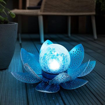 etc-shop LED Solarleuchte, LED-Leuchtmittel fest verbaut, Kaltweiß, Tageslichtweiß, Asia Garten Lotusblüte Deko Solar Lotusblüte für Außen Garten Deko