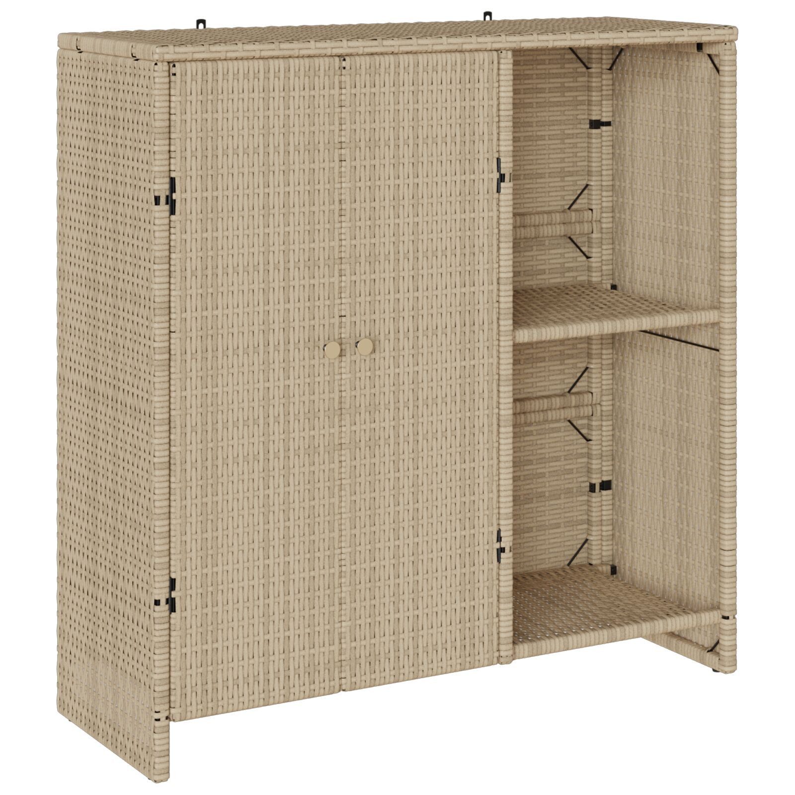 vidaXL Garten-Geräteschrank Beige Aufbewahrungsschrank Beige 100x36x102 cm Rattan