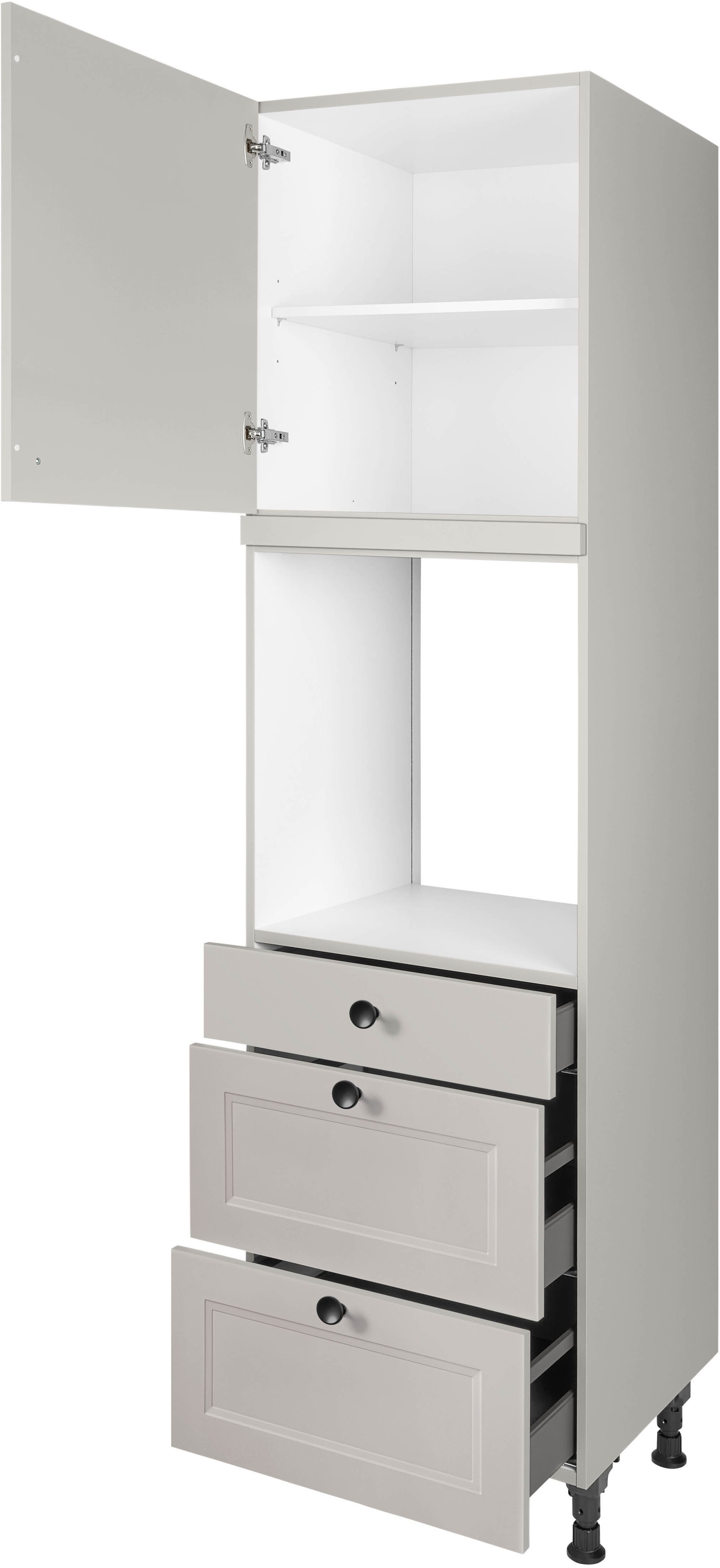nobilia® Backofenumbauschrank "Cascada", Ausrichtung wählbar, mit Schublade und zwei Auszügen und einer Tür, vormontiert, Breite/Höhe: 60/216,6 cm