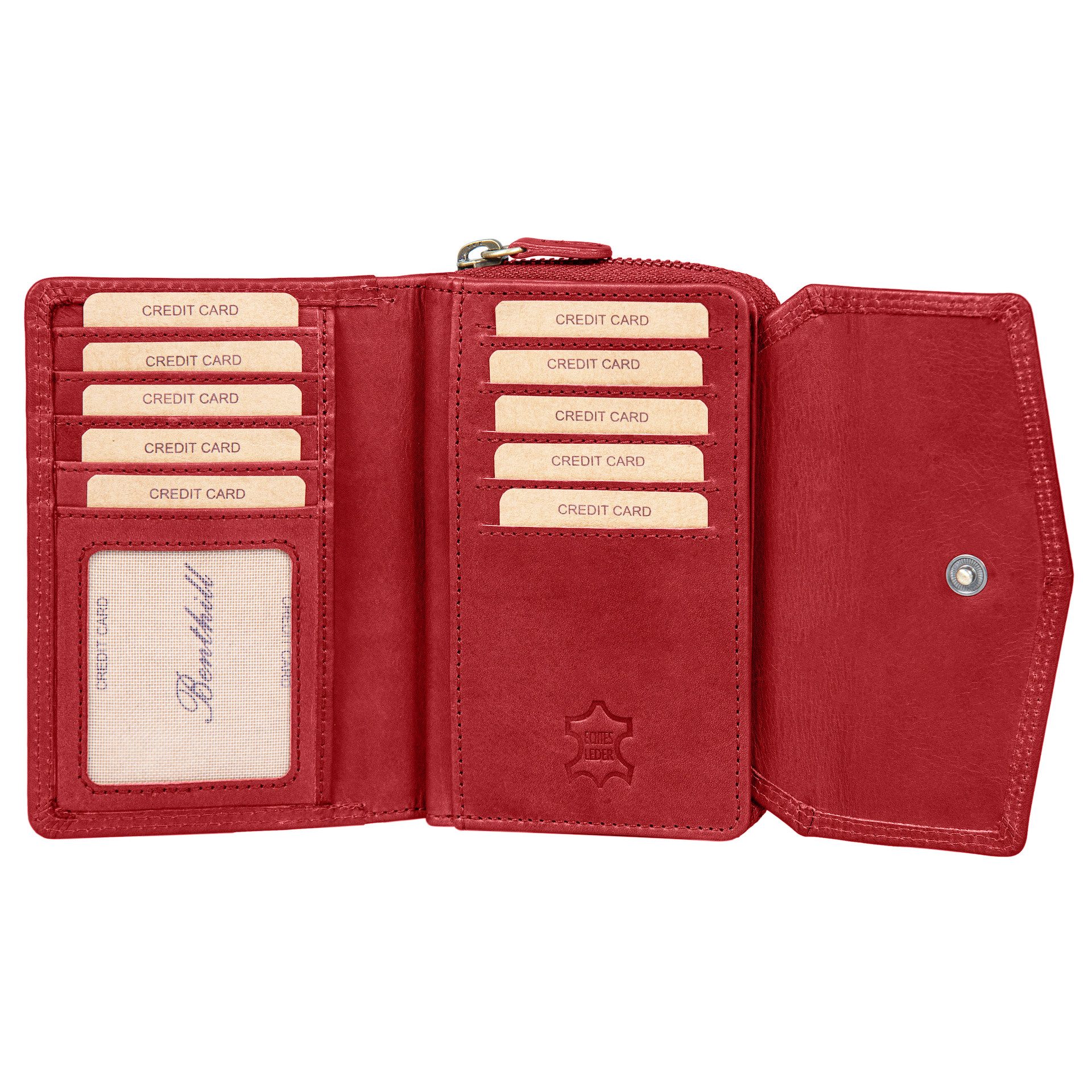 Benthill Geldbörse Damen Portemonnaie Echt Leder RFID Vintage Portmonee Geldbeutel, RFID-Schutz Kartenfächer Münzfach Reißverschlussfach – Bild 3 von 5