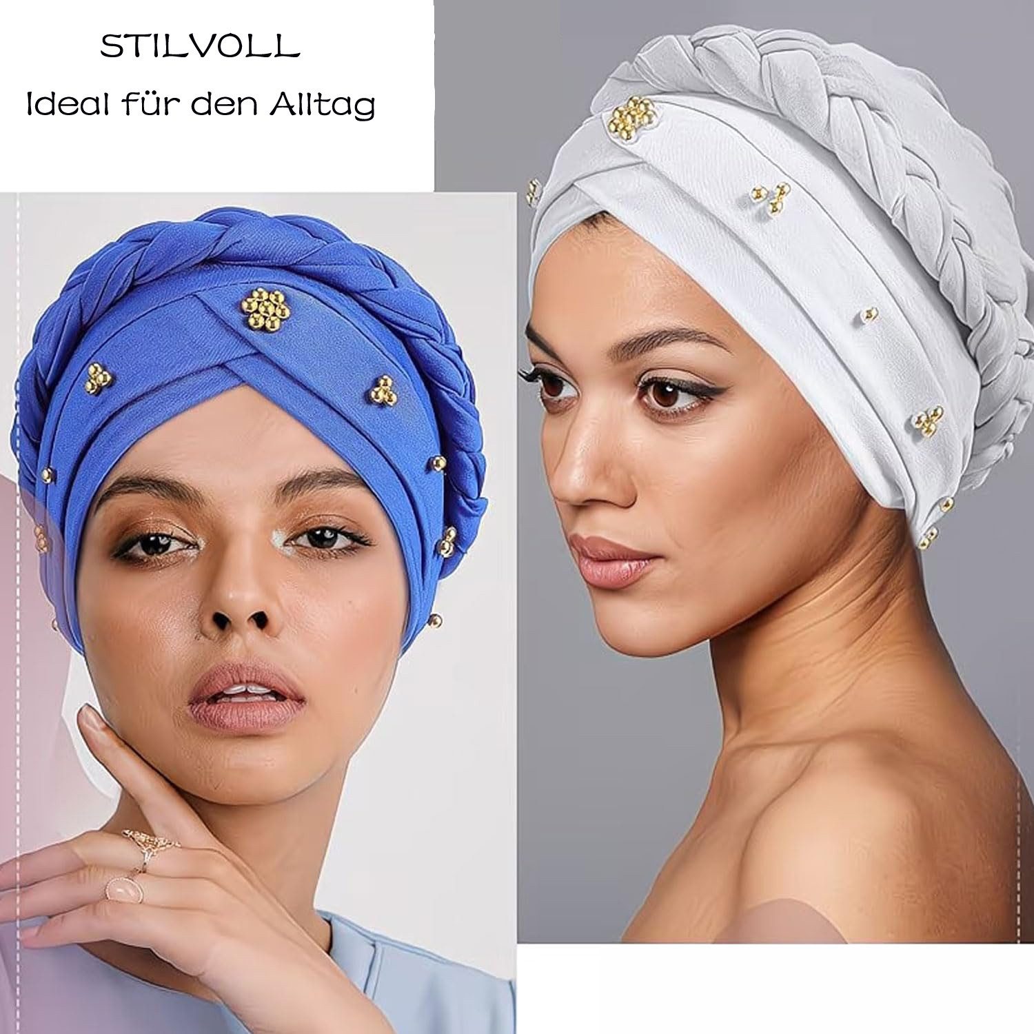 Zaewry Kopftuch Damen-Turban – Vorgebundener Chemo-Kopftuch, Beanie, Mütze, mit gedrehter – Kopfbedeckung für Krebspatientinnen – Bild 4 von 5