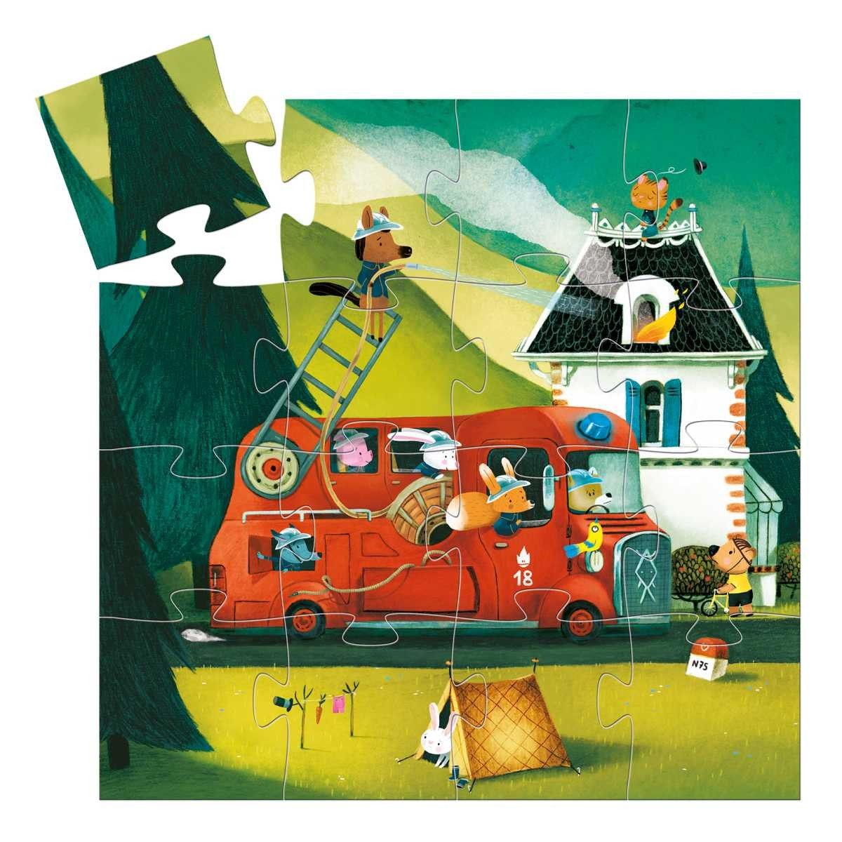 DJECO Puzzle mit Feuerwehrauto Illustration 16 günstig online kaufen