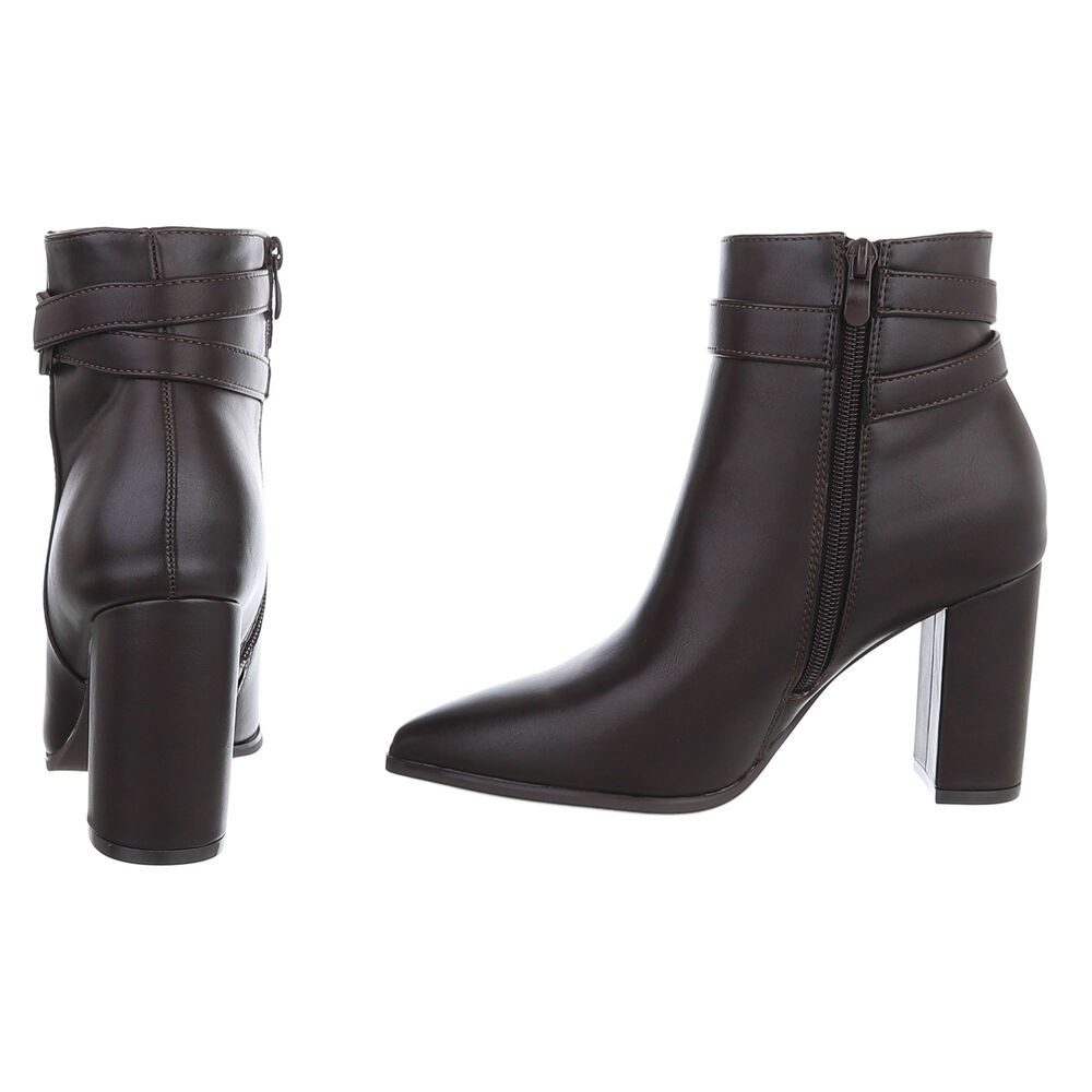 Ital-Design Damen Stiefelette mit Blockabsatz und Schnalle High-Heel-Stiefelette (92299739) Blockabsatz Stiefeletten in Braun – Bild 5 von 5
