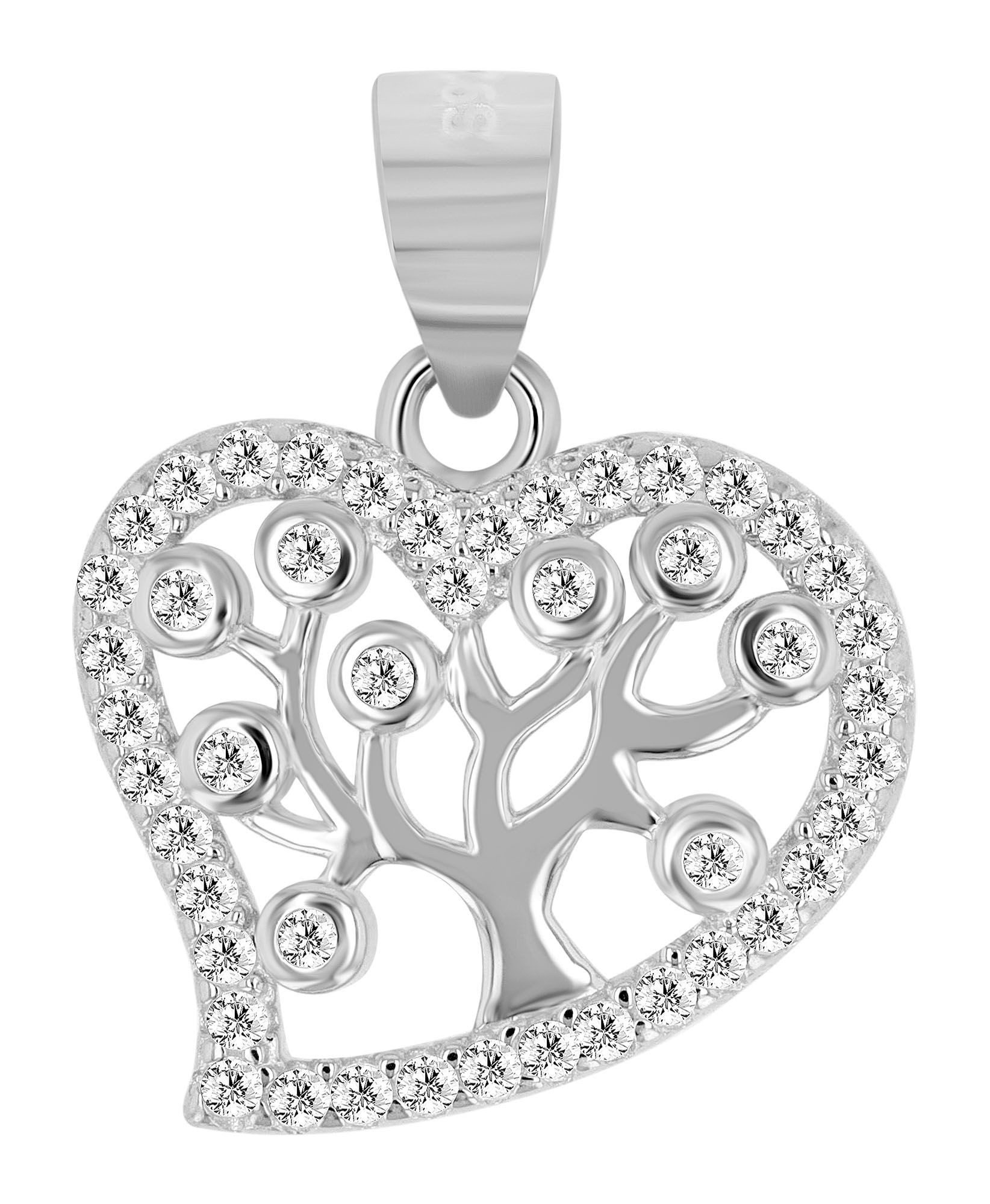 Kettenanhänger Anhänger – Herzanhänger aus 925 Silber mit Zirkonia