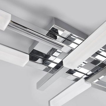 Lindby Deckenleuchten Patrik, LED-Leuchtmittel fest verbaut, warmweiß, Modern, Acryl, Metall, weiß, chrom, 6 flammig, inkl. Leuchtmittel, Bad