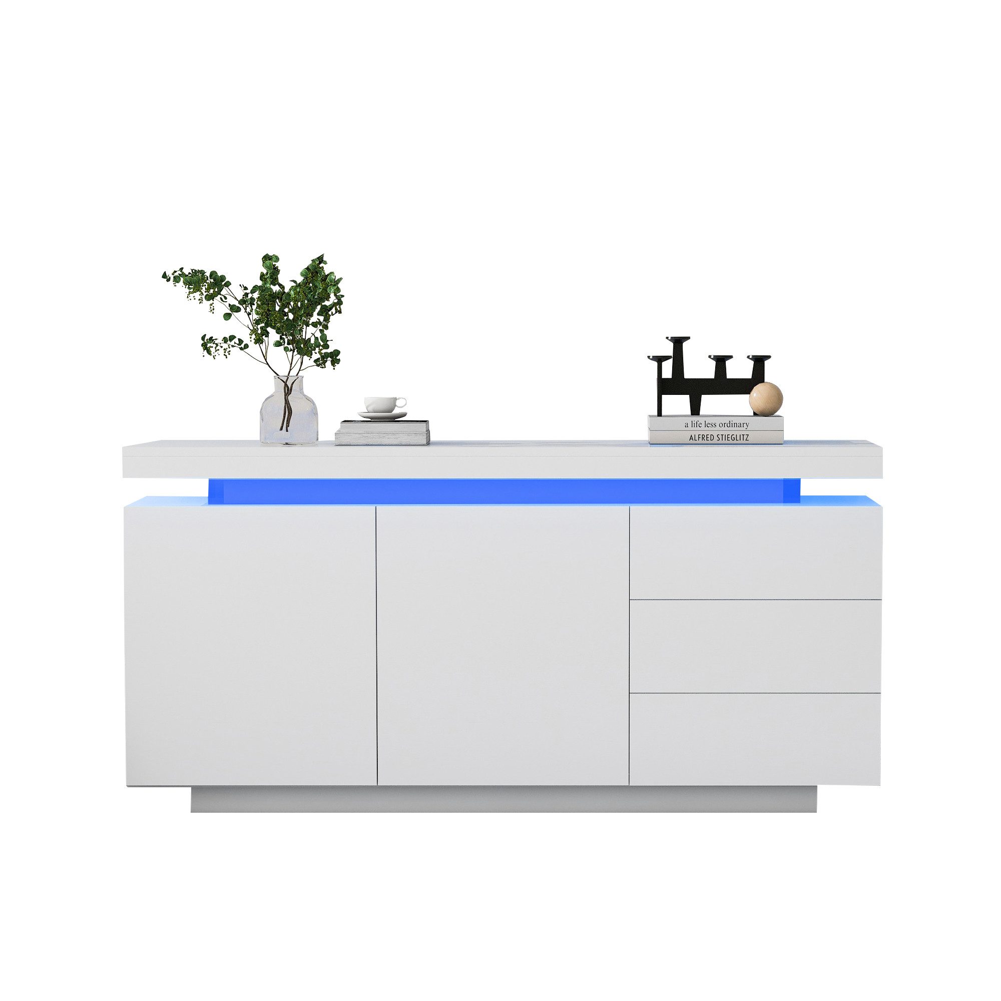 OKWISH Sideboard Schubladenkommode (Hochglanz mit LED günstig online kaufen