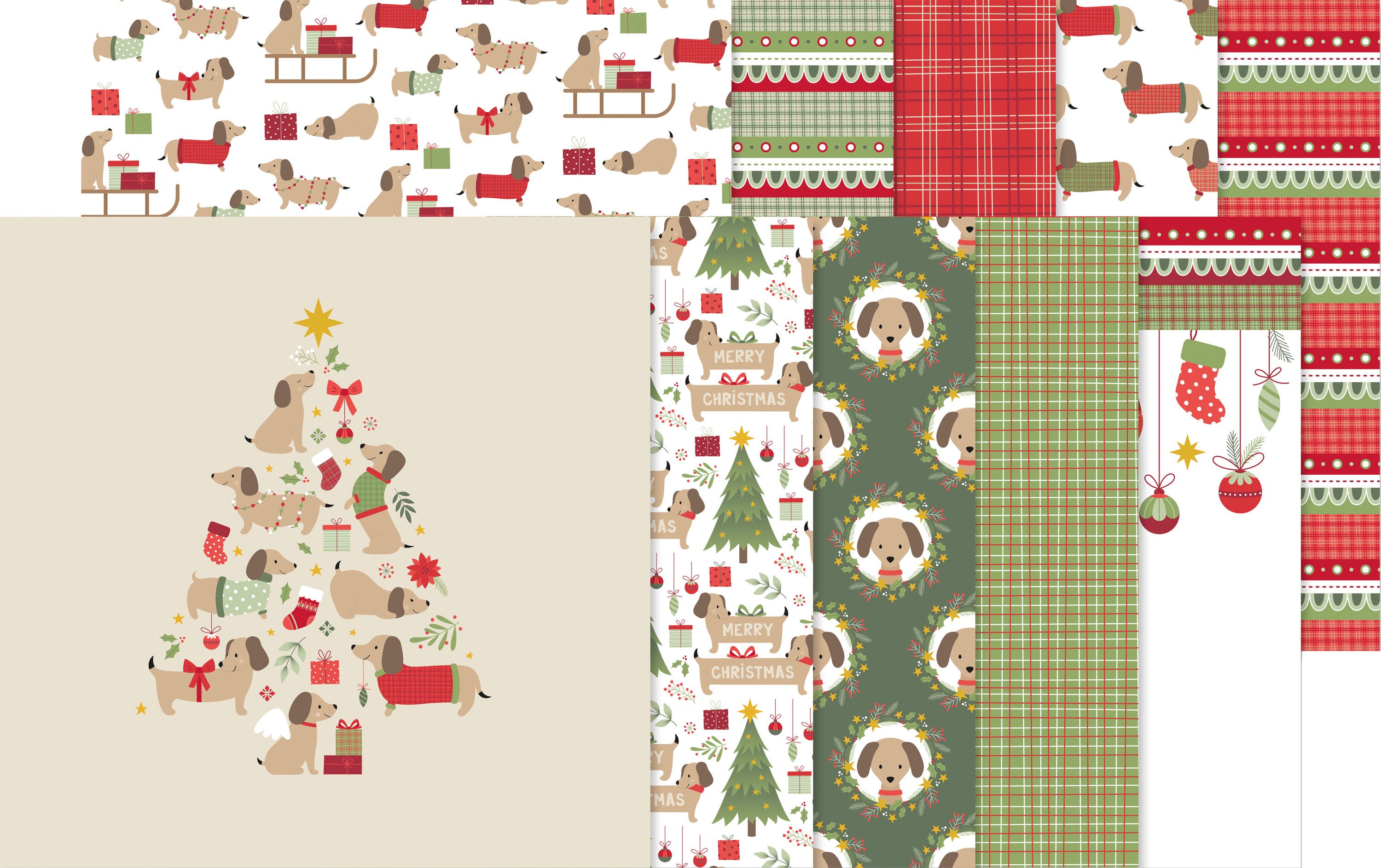 Artemio Motivpapier Woofy Christmas, 10 Blatt