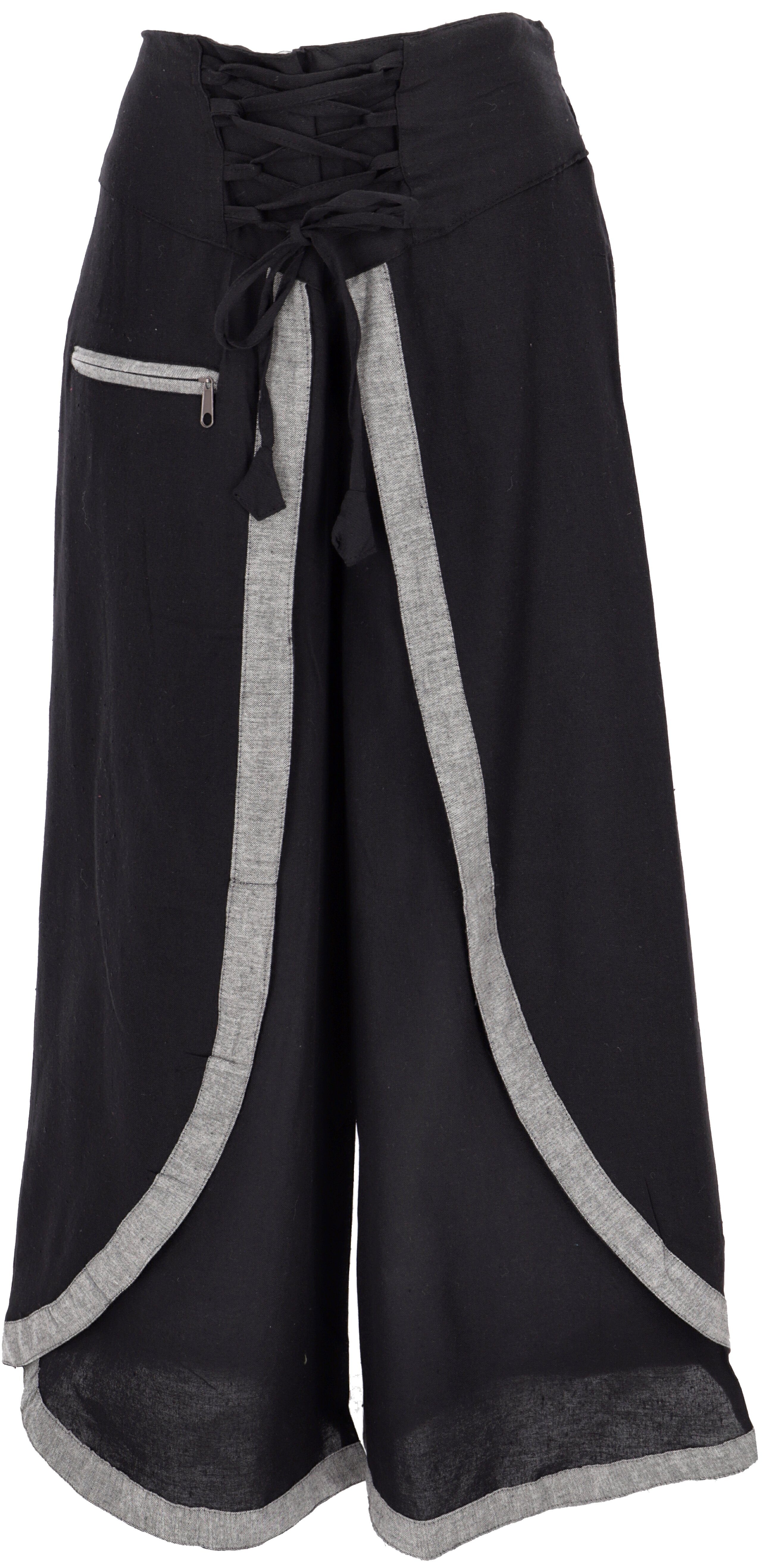 Bekleidung Orienthose,.. alternative Palazzohose, Boho Relaxhose schwarz Guru-Shop Hosenrock,