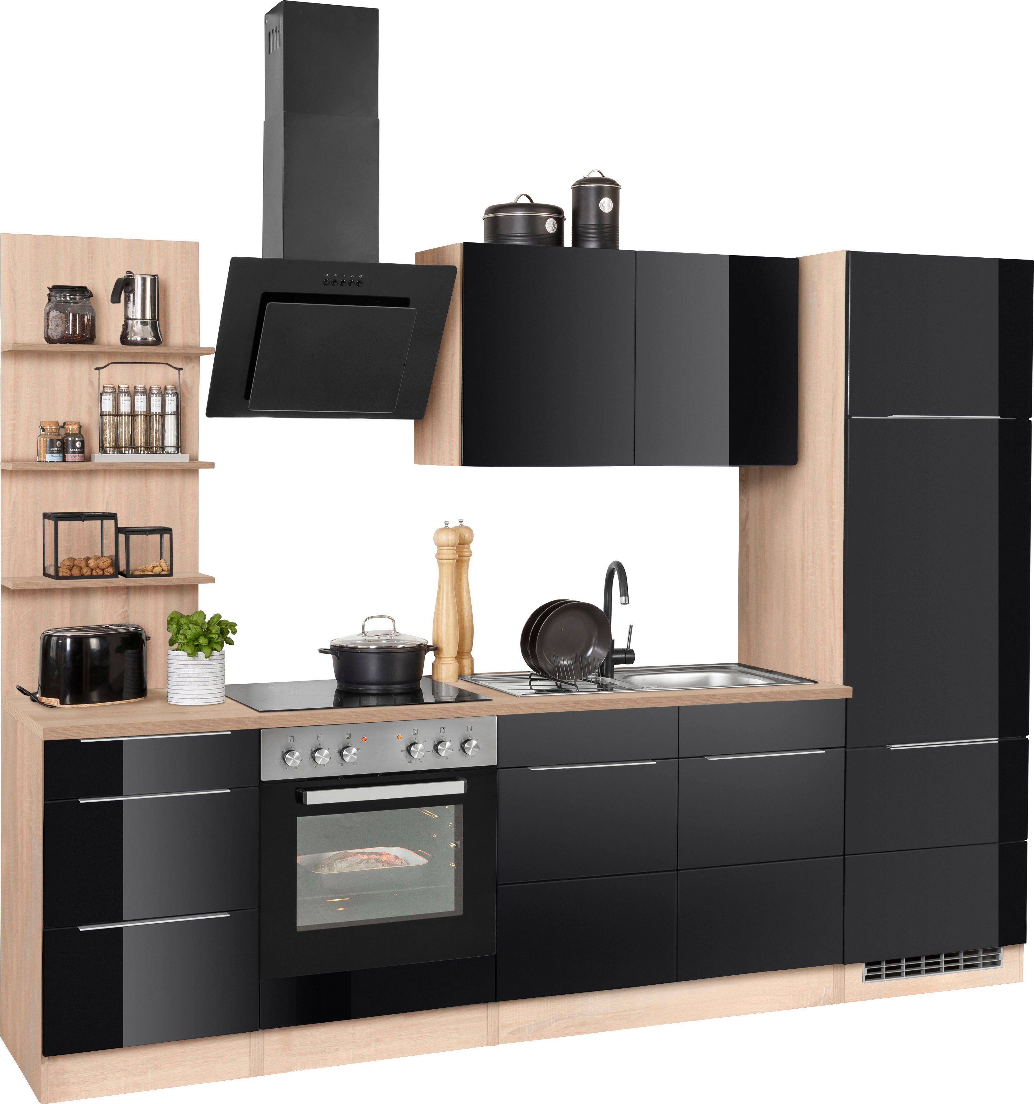 KOCHSTATION Küchenzeile KS-Brindisi, Breite 210 cm, wahlweise mit E-Geräten, mit MDF-Fronten