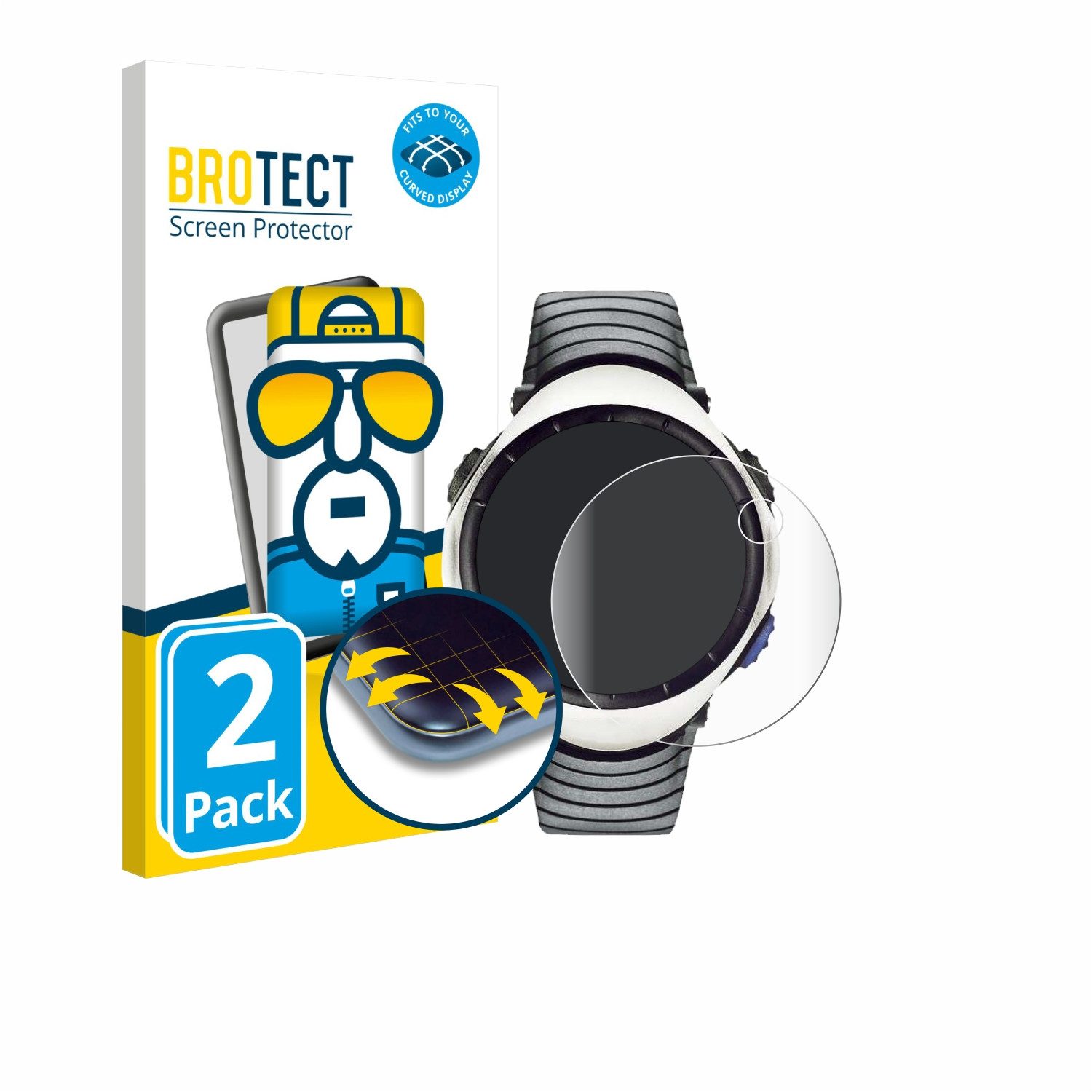 BROTECT Displayschutzfolie Fullscreen Schutzfolie für Suunto Regatta, 2 Stück, Displayschutz Folie Fullcover Klar Transparent