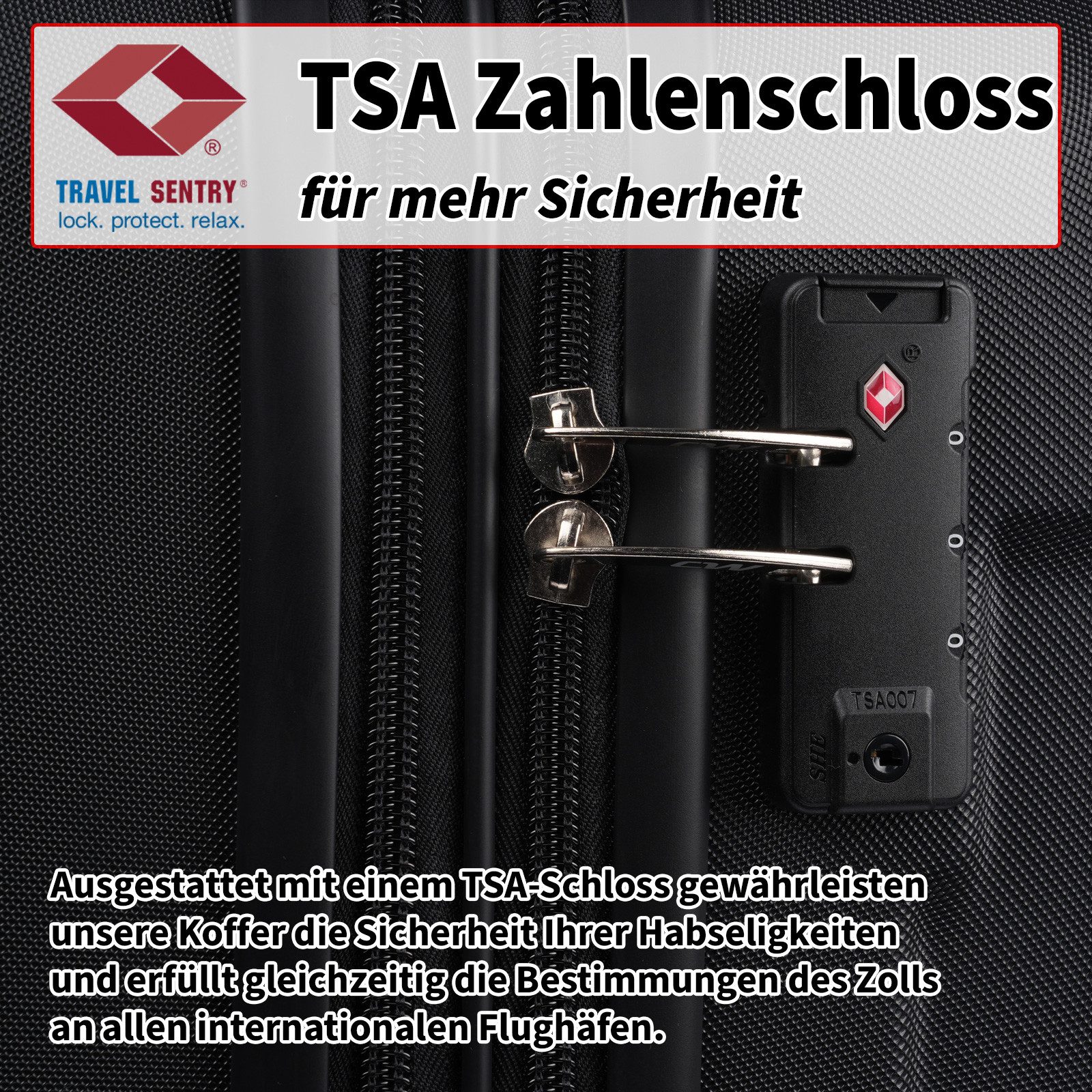 Christian Wippermann Business-Trolley XL großer Koffer Reisekoffer mit Dehnfuge, 4 Rollen, mit TSA-Schloss