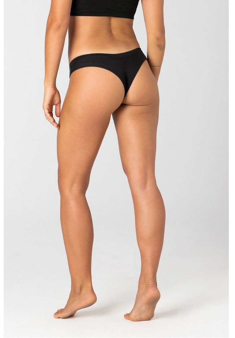 SUPER.NATURAL Slip Base Thong 175 (Merinowolle) Unterwäsche schwarz Damen