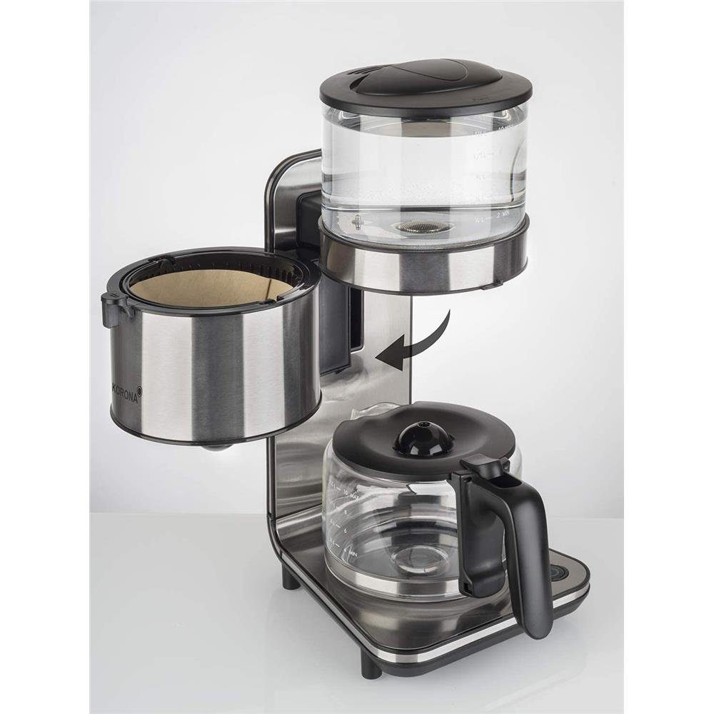 Filterkaffeemaschine 10295, Tassen, Kaffeemaschine, Schwallbrühverfahren, Edelstahl Glas Kaffeeautomat 10 KORONA Design
