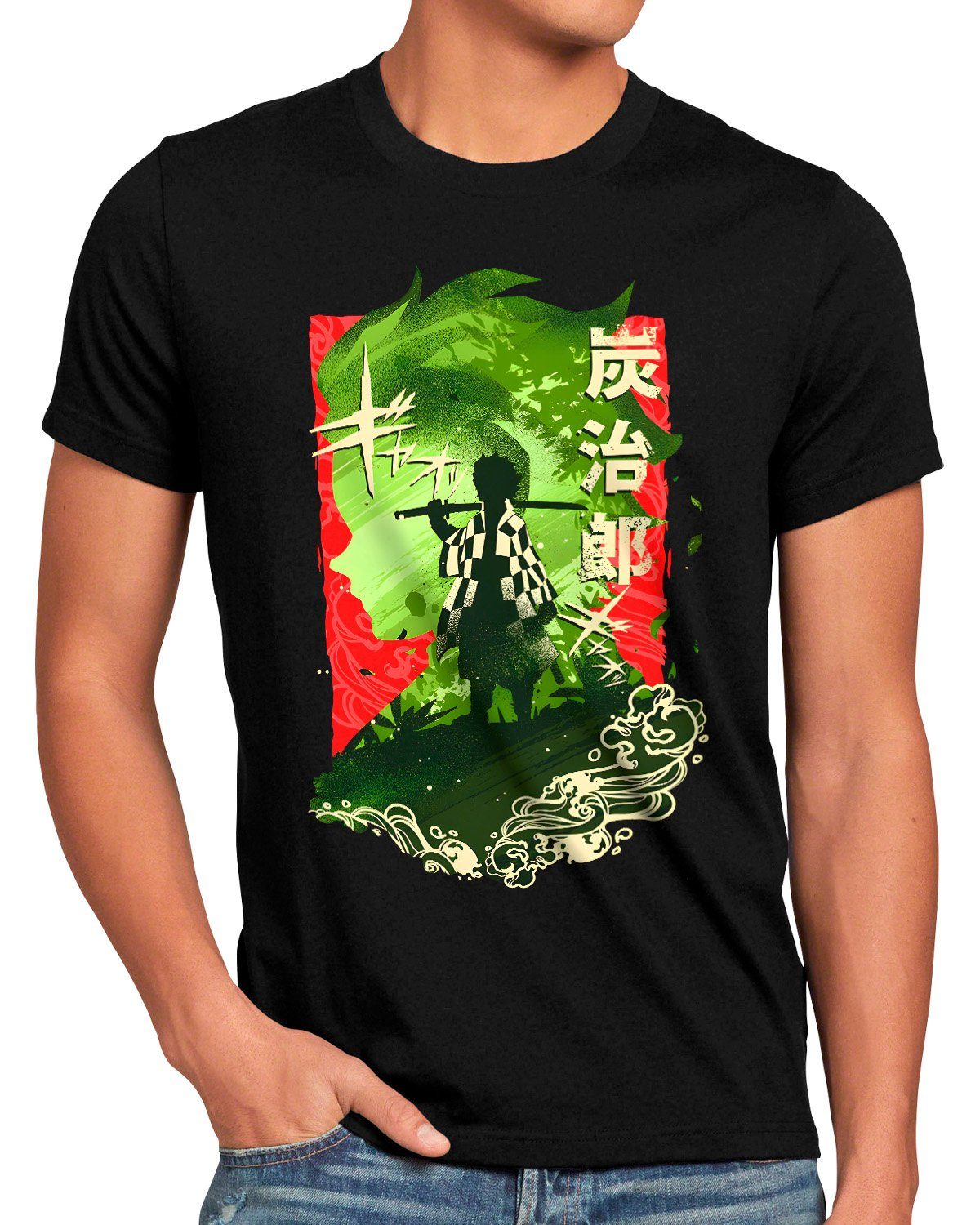 style3 Print-Shirt Herren T-Shirt demon anime japan manga slayer