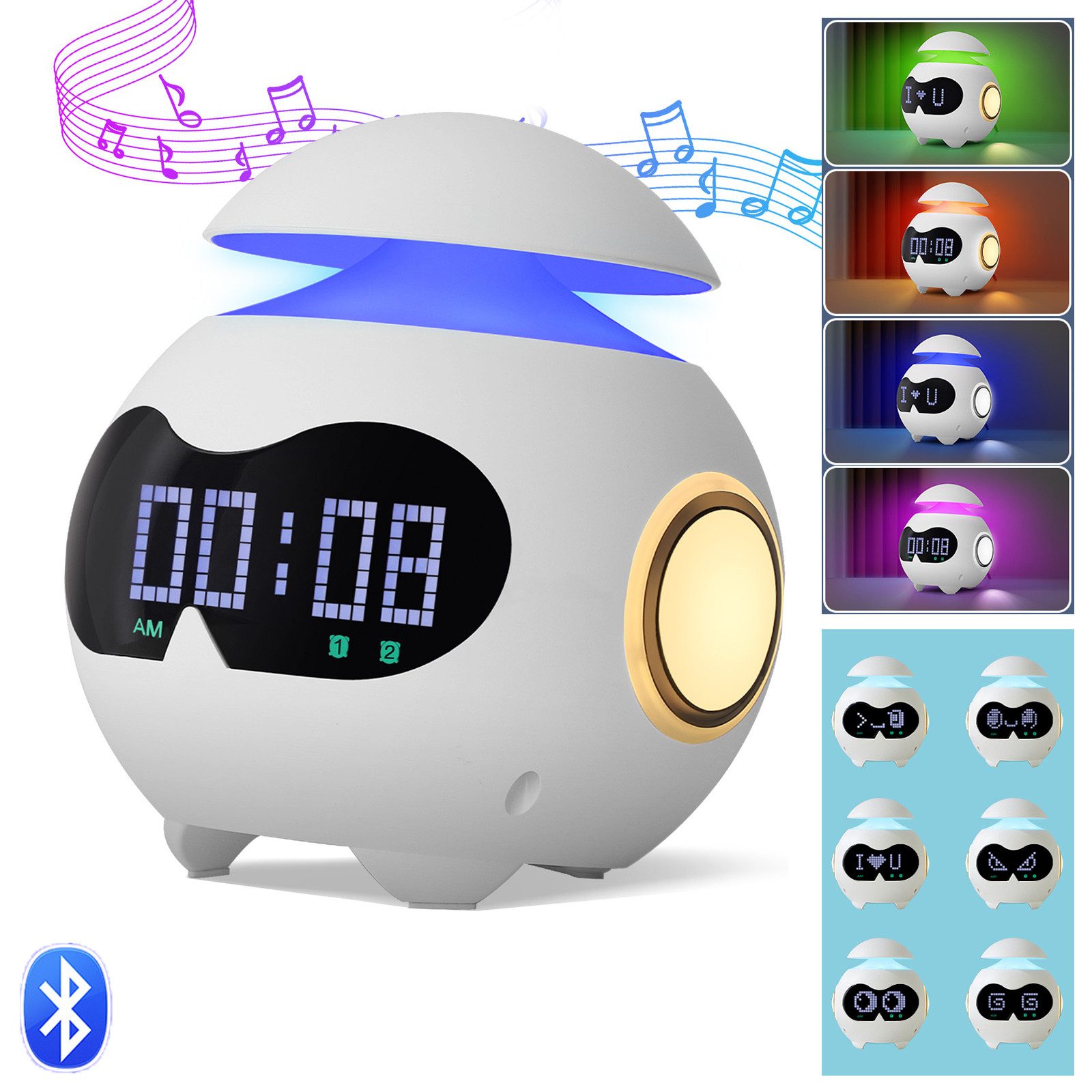 MUPOO Tageslichtwecker Kinderwecker LED Nachtlicht USB, Emotionen,Bluetooth günstig online kaufen