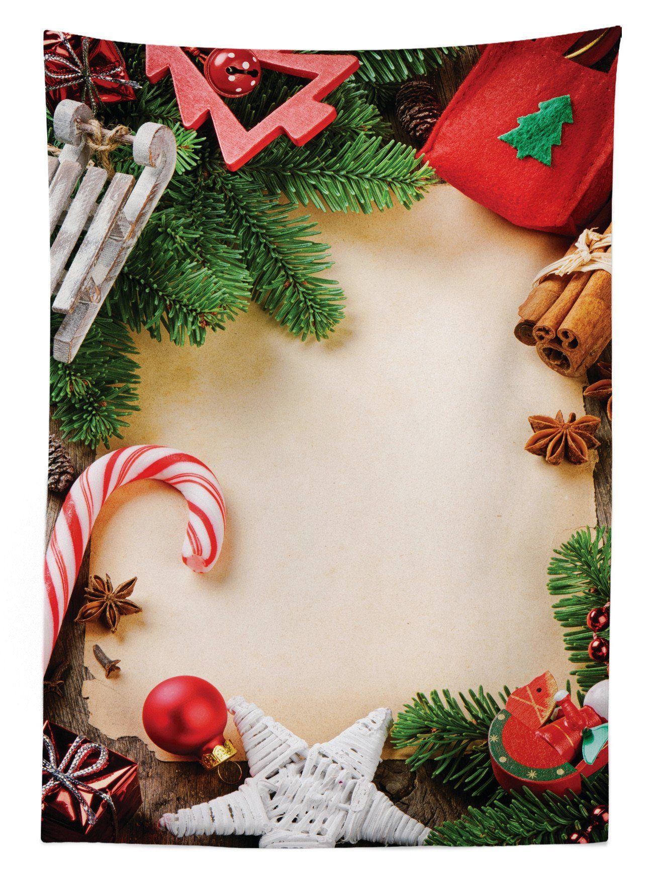 Bereich Für Außen Cinnamon Weihnachten Cane Candy Klare Farbfest Tischdecke Waschbar den Farben, geeignet Abakuhaus