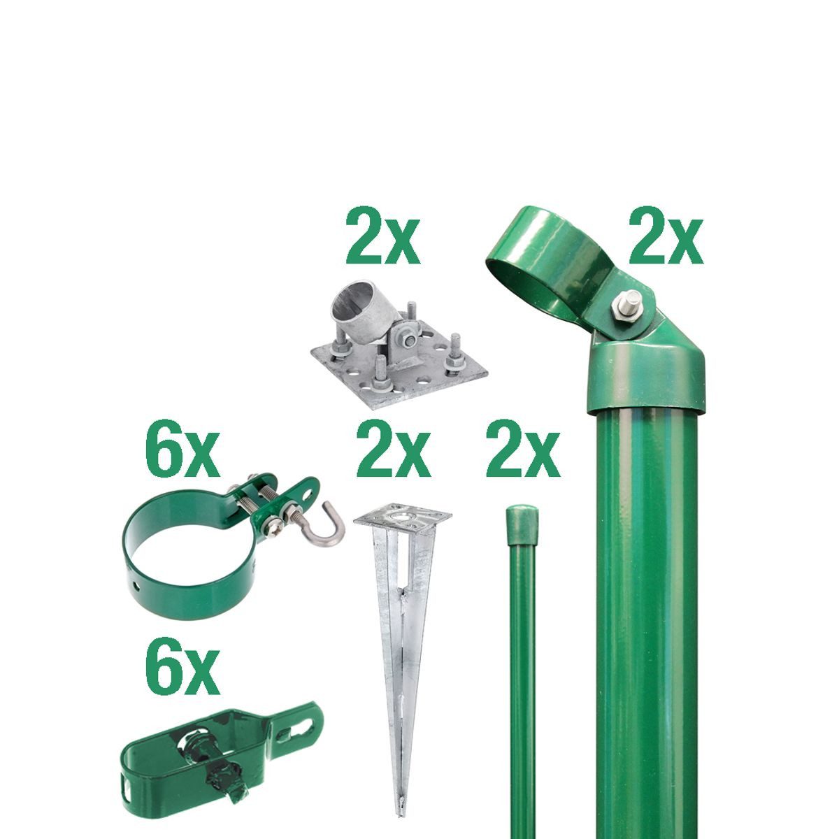 Alberts Zaun Alberts 601584 Zauneckuss-Set Wellengittertor ec Maschengrünzaun, Set, Alberts Zauneckset Maschendraht Drahtzaun Viereckgeflecht Bodenhülsen