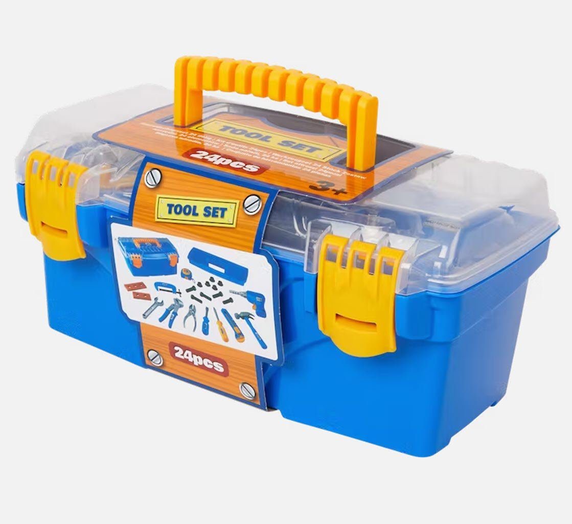 Spectrum Spielwerkzeugkoffer Spielzeug-Werkzeugkiste Kinder Werkzeugkiste  Werkzeugkasten Tool Set, (24-tlg., SET)