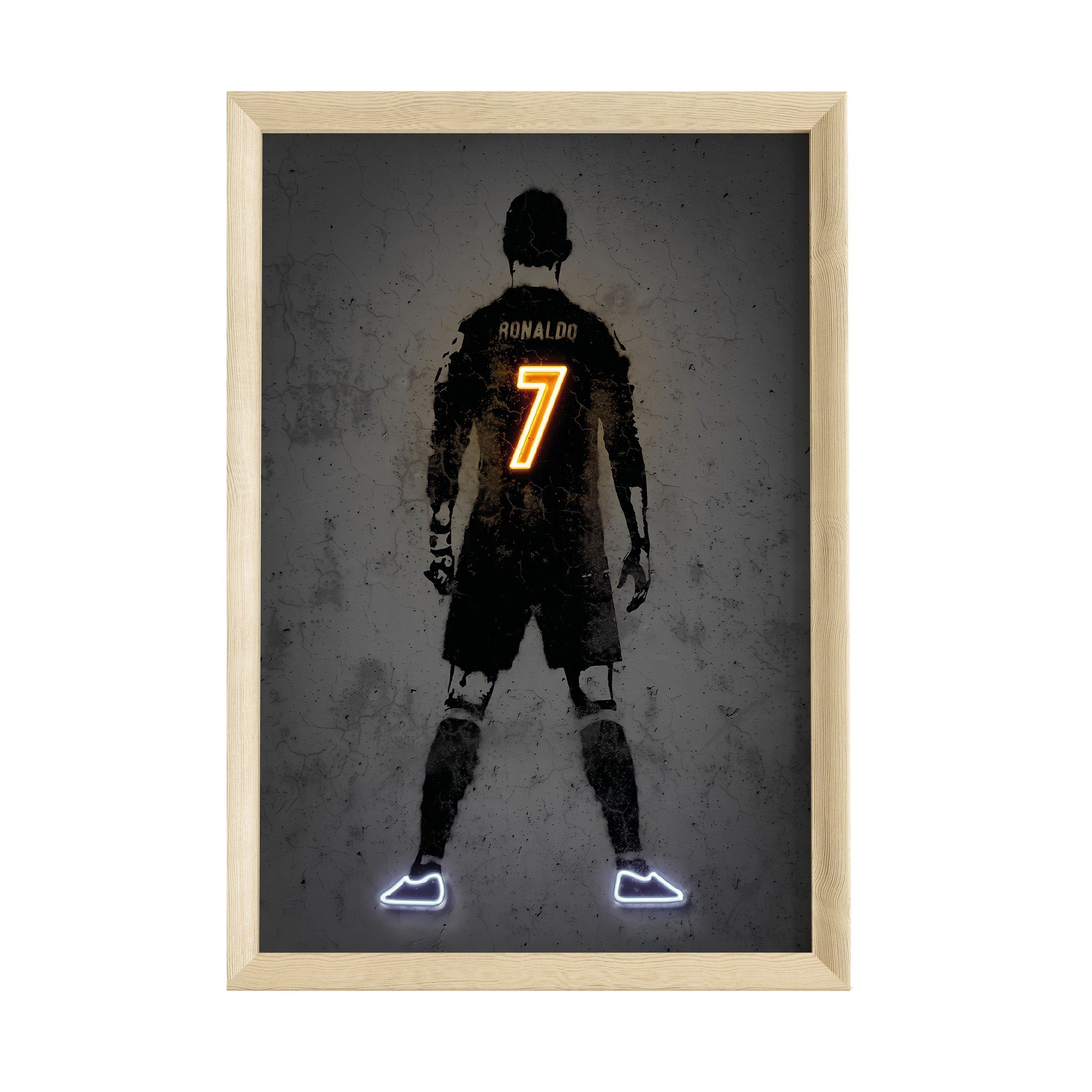 JUSTGOODMOOD Poster Premium ® Christiano Ronaldo Poster · Neon Effekt Nr 7 · ohne Rahmen