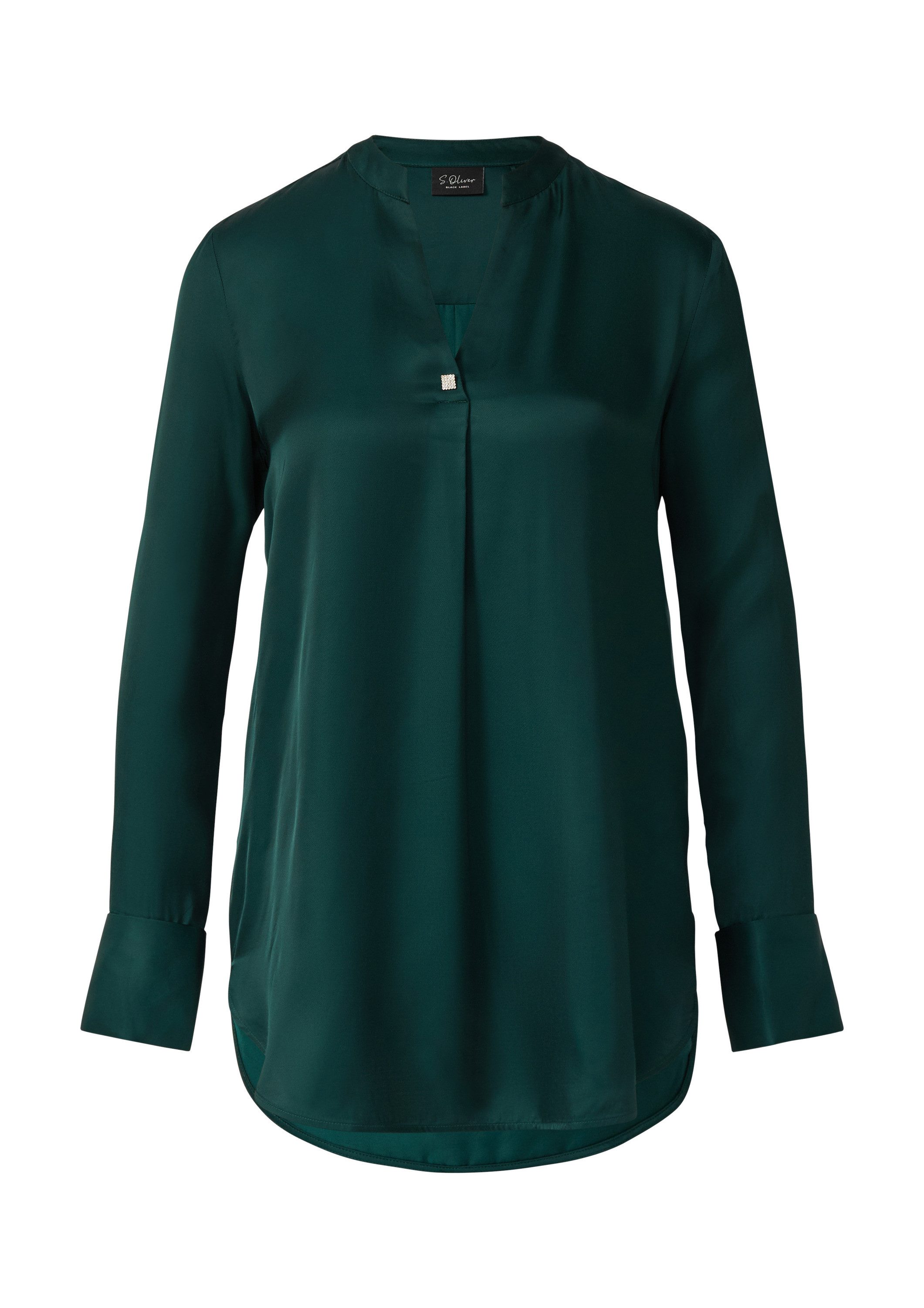 s.Oliver Langarmbluse Bluse Elegante Satin-Bluse mit Manschetten