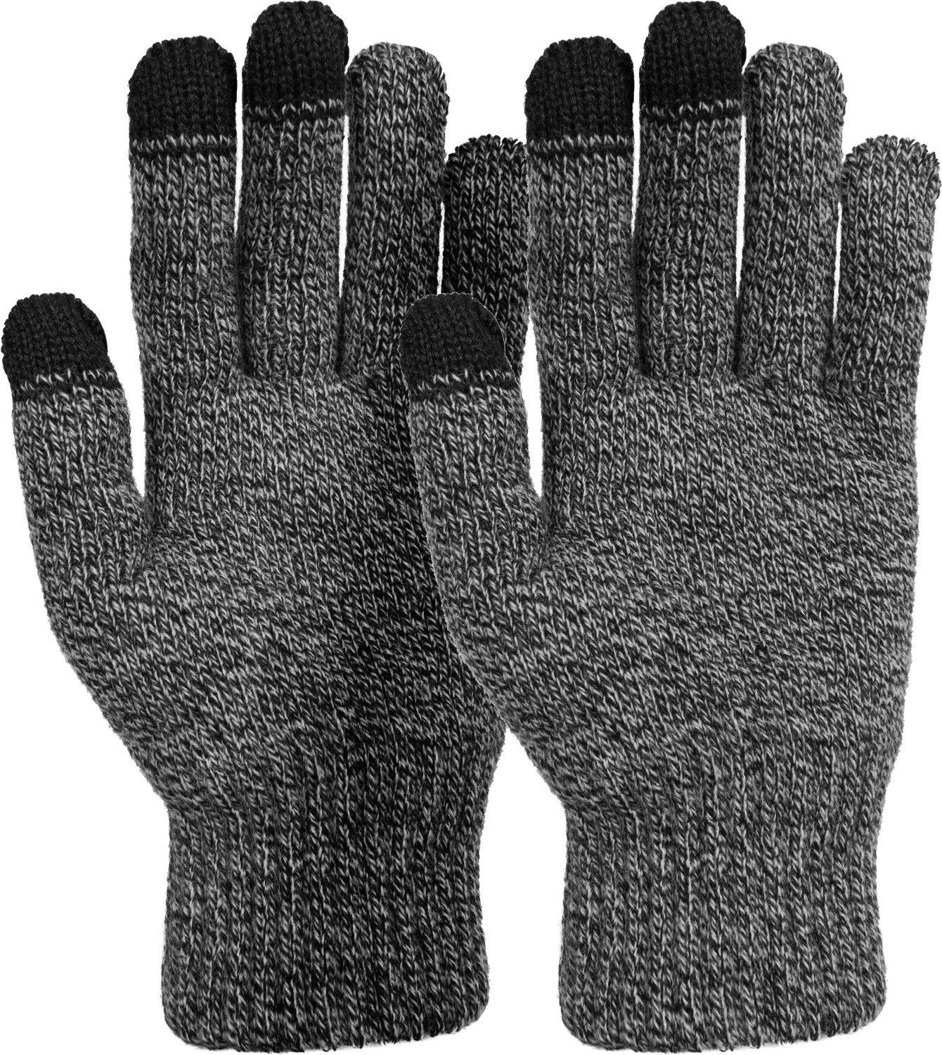 styleBREAKER Strickhandschuhe Touchscreen Strick Handschuhe mit Karo Strickmuster Schwarz-Weiß