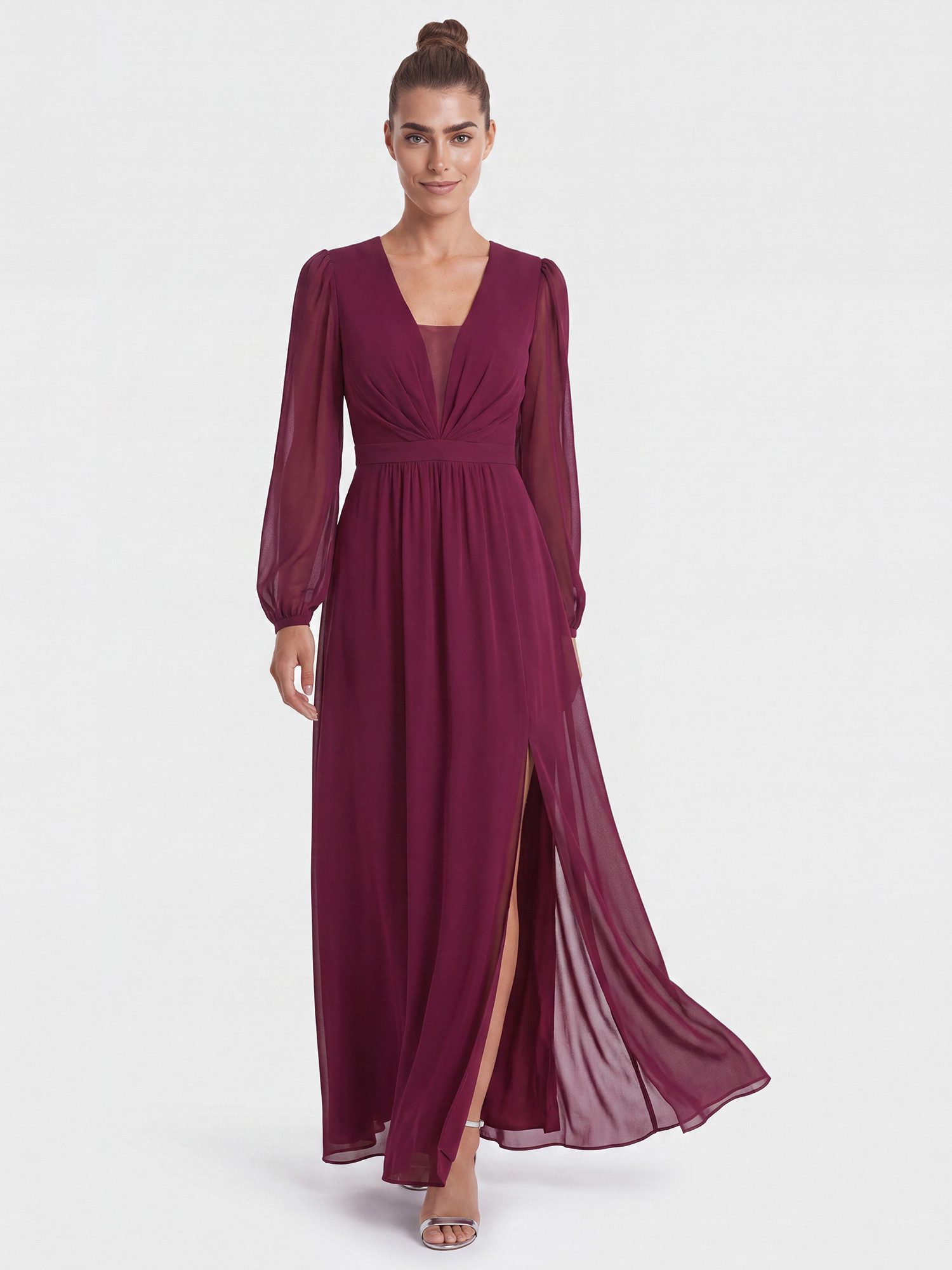 Apart Brautkleid aus Chiffon mit semitransparenten Ärmeln